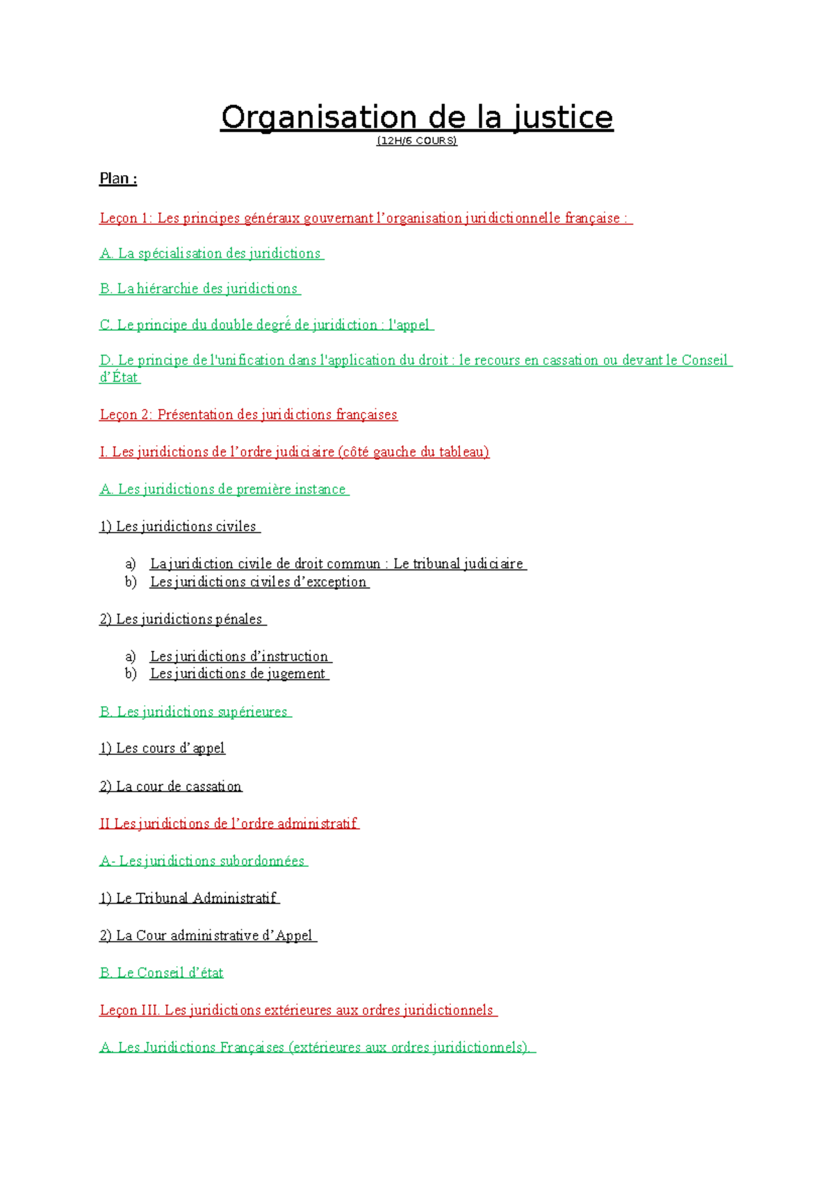 Organisation de la Justice en France : Cours et Principes (COURS) - Studocu