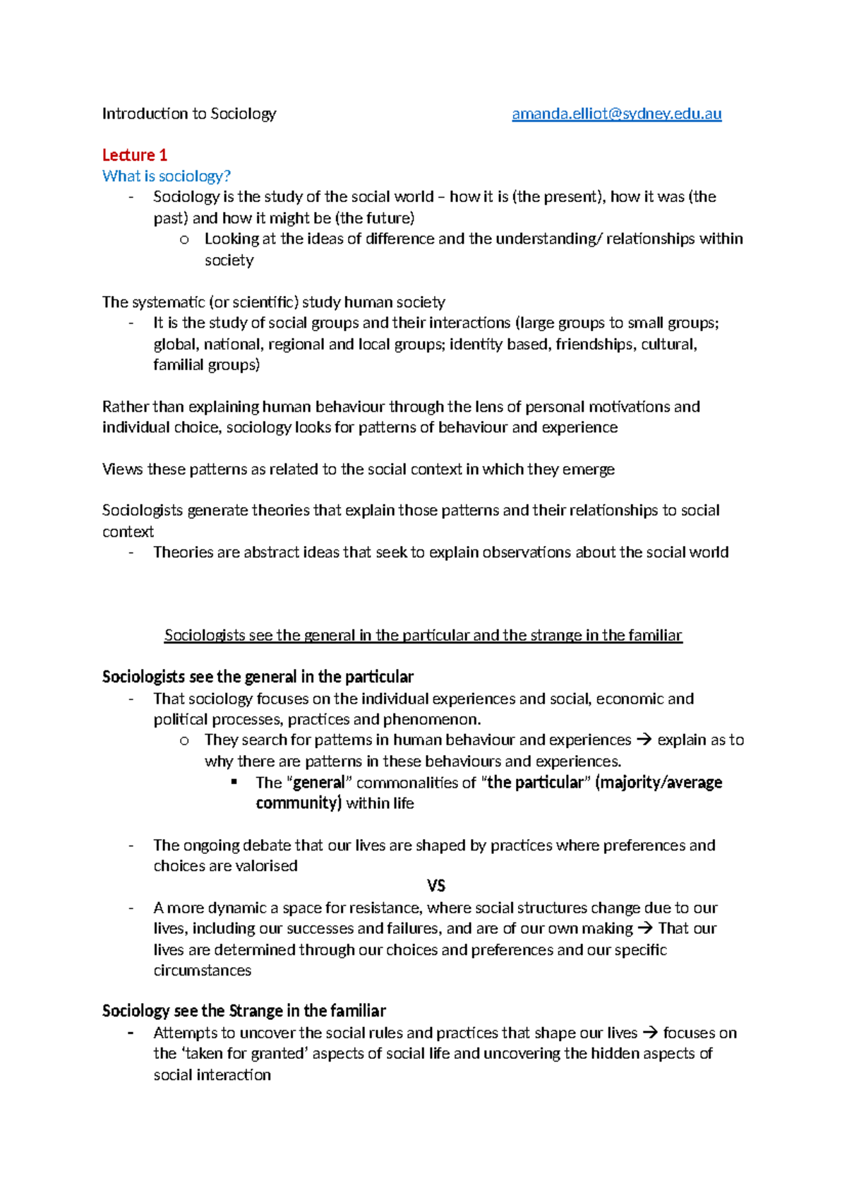 SOCI101: Intro to Sociology - Key Concepts and Historical Context - Studocu