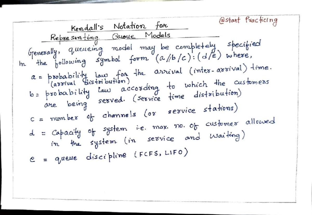 Queue 3 (1) - Class Notes on Notation for Queue Models - Studocu