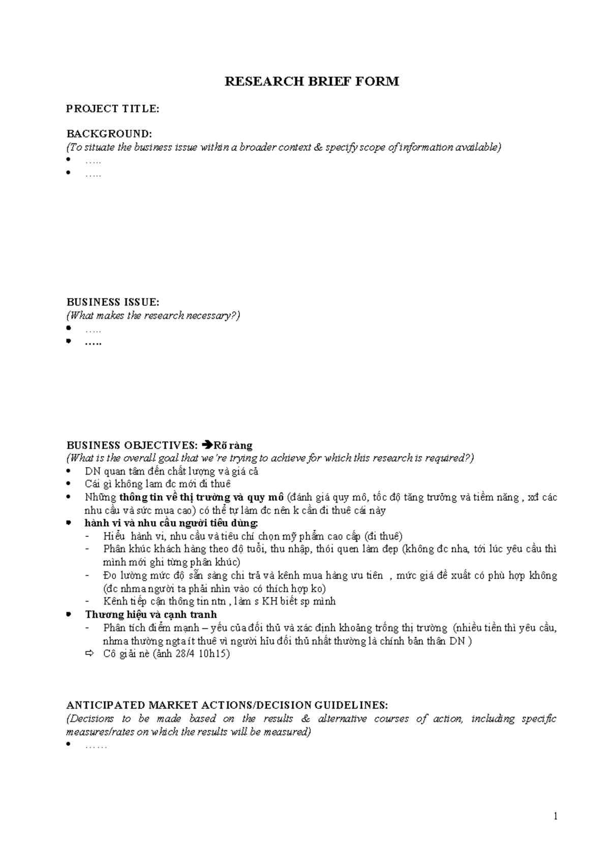 Research Brief Template: Analyzing Business Issues and Market Trends ...