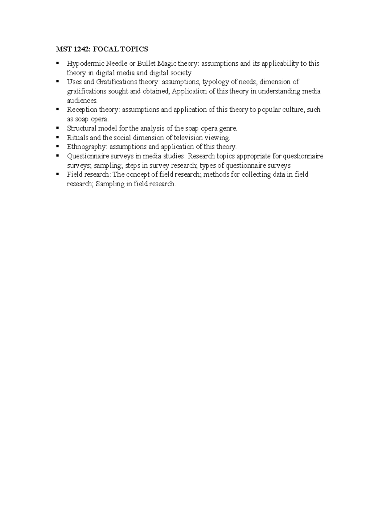 MST 1242: Focal Topics in Media Studies and Theoretical Applications ...
