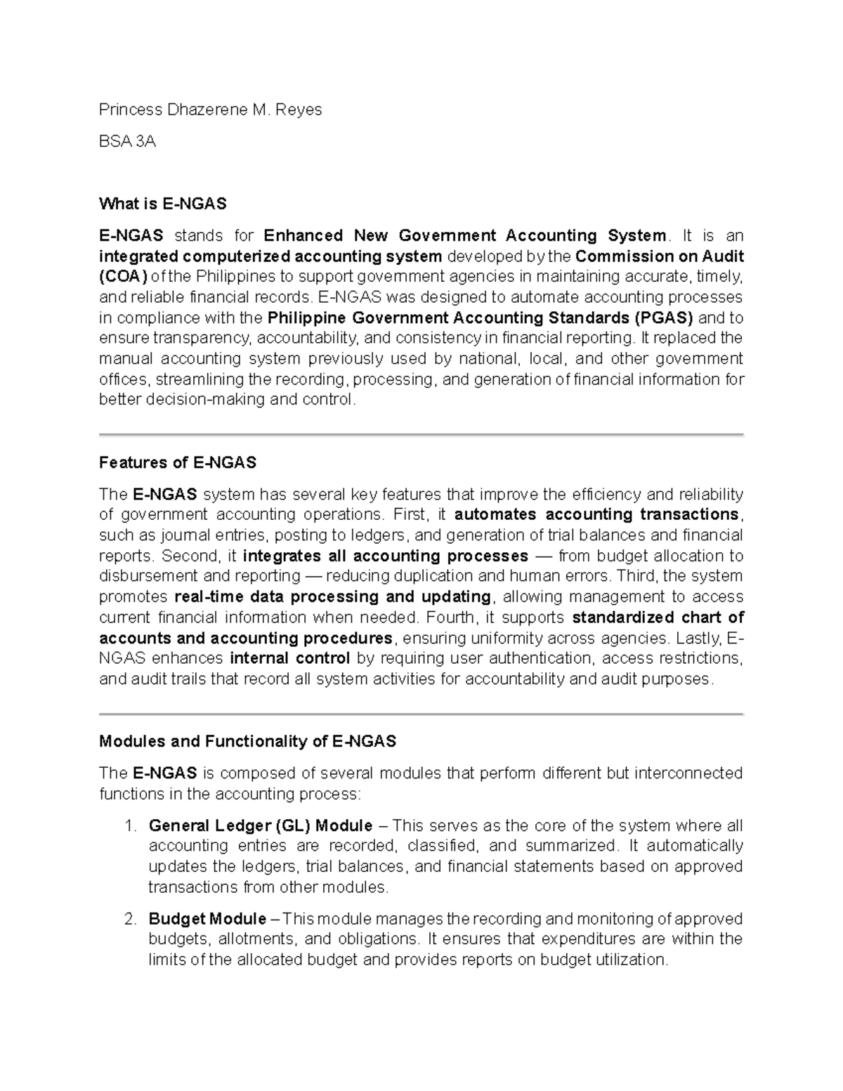 ENGAS: Enhanced New Gov't Accounting System Overview (BSA 3A) - Studocu