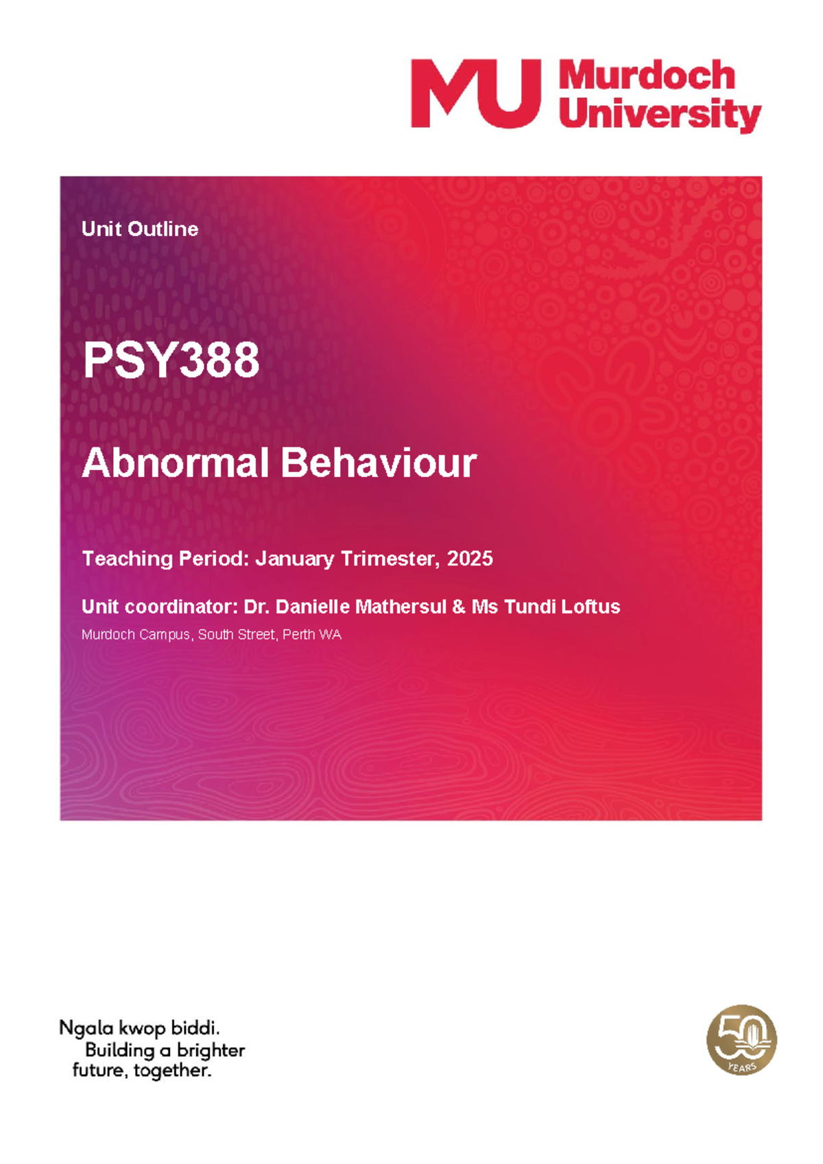 Unit Guide - Unit Outline PSY Abnormal Behaviour Teaching Period ...