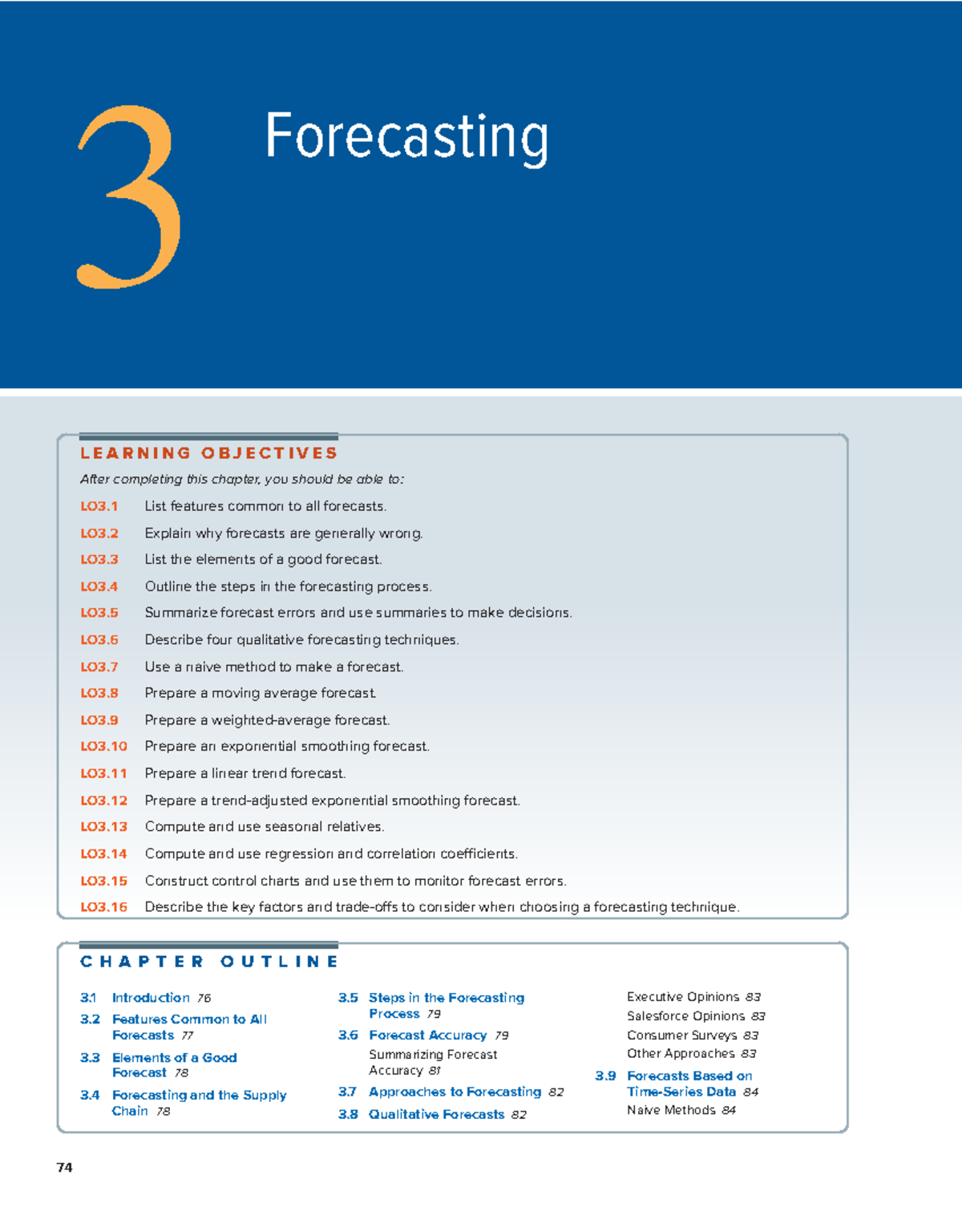 Chapter 3: Forecasting Techniques and Learning Objectives (OM 13) - Studocu