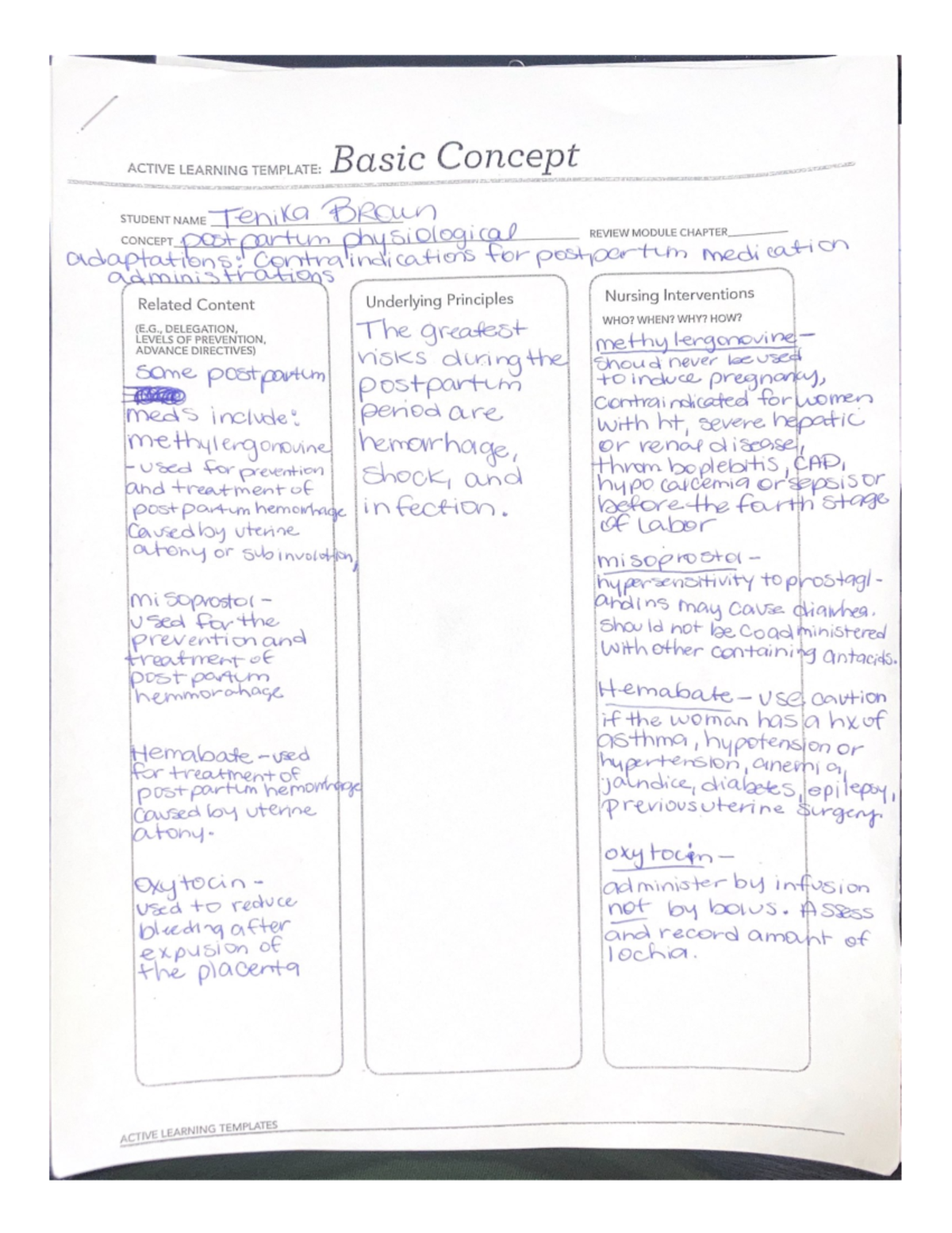 Ob remediation - ACTIVE LEARNING TEMPLATE: Basic Concept STUDENT NAME ...