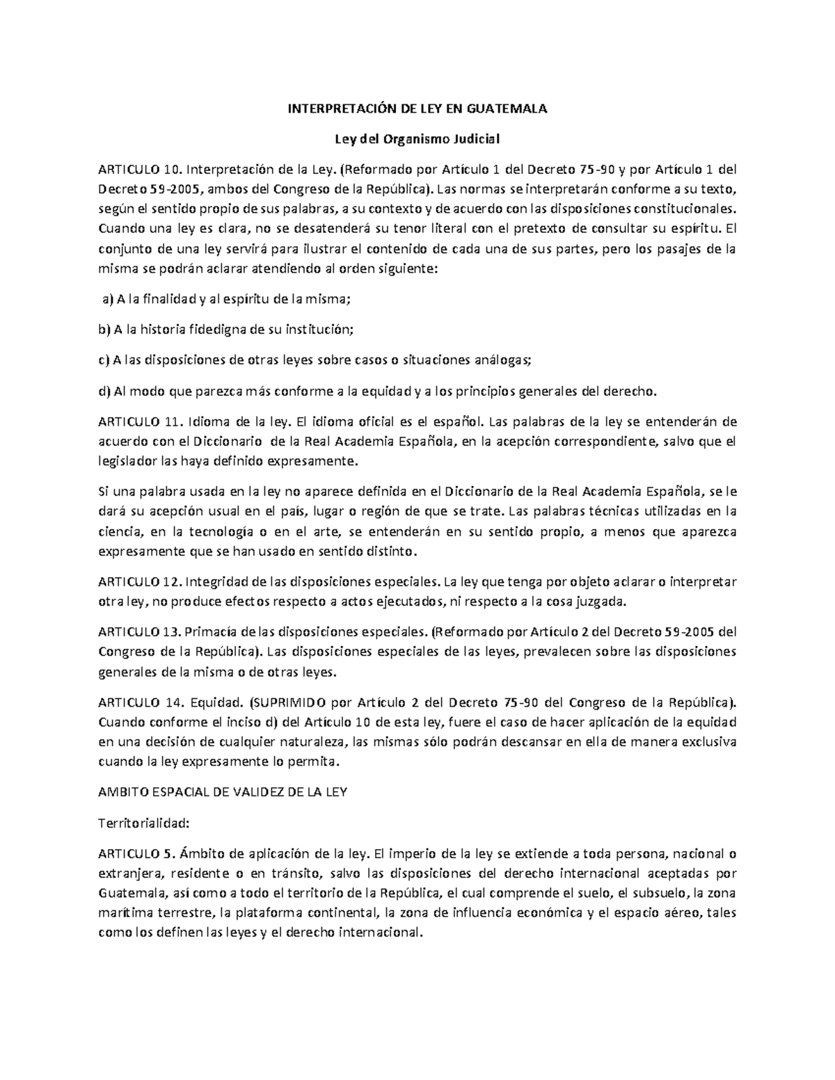 Interpretación y Ámbitos de Aplicación de la Ley en Guatemala - Studocu