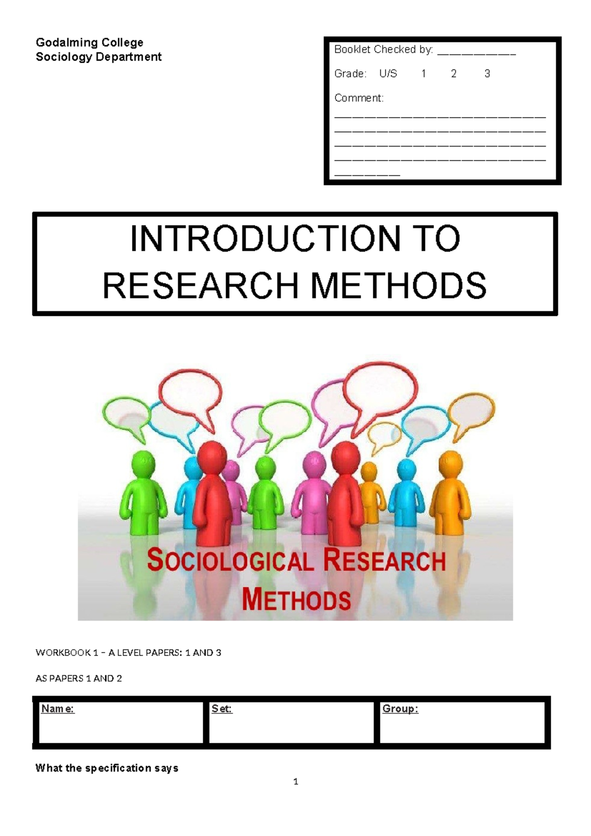 AQA Sociology A Level Methods Workbook 1: Research Techniques and ...