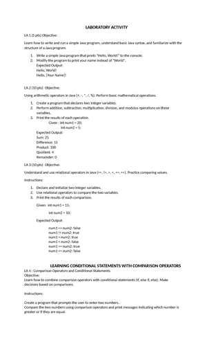 Java activity - java programming coding exercises - 1. Click New 2 ...