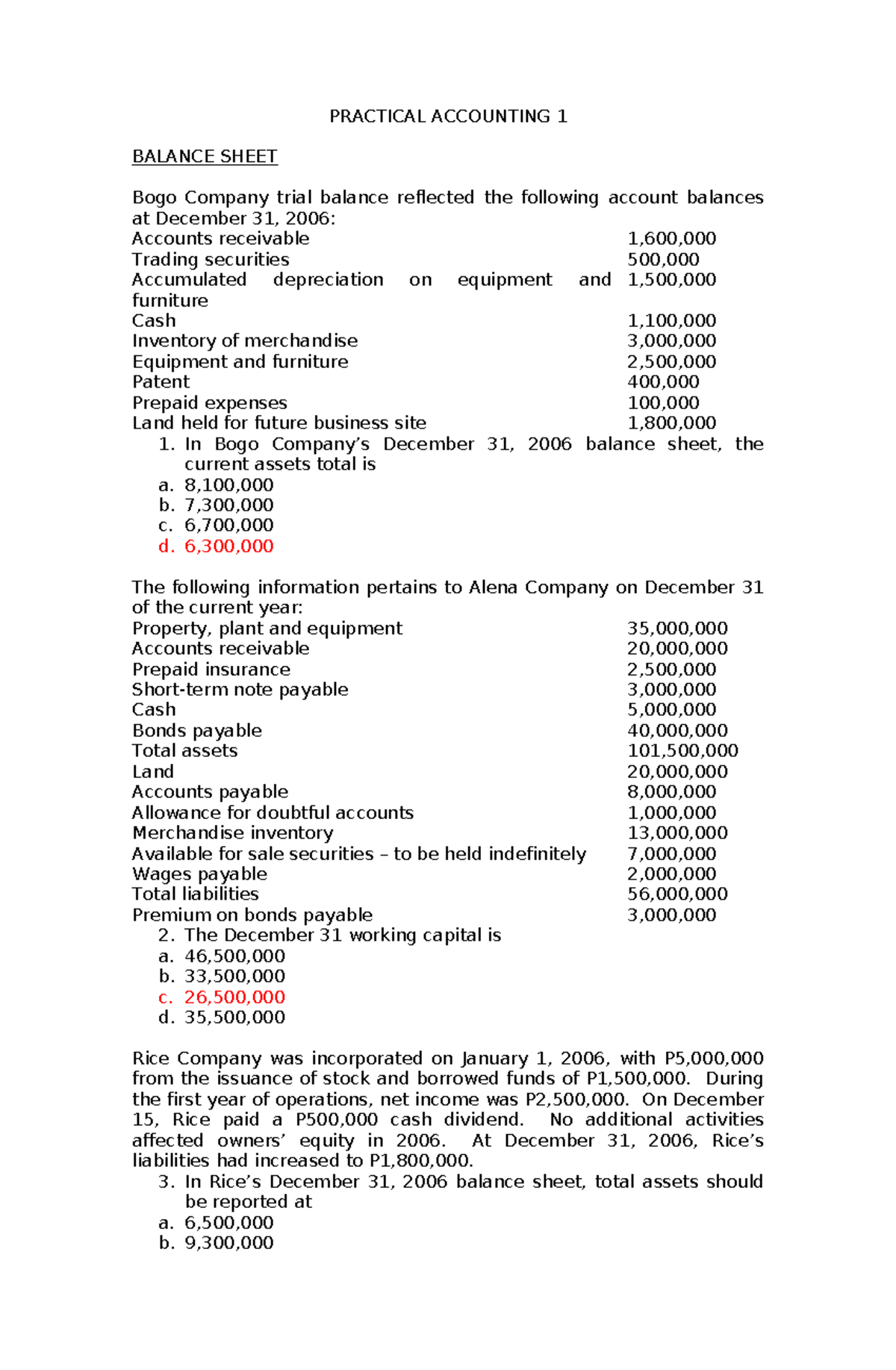 Practical Accounting 1: Practice Questions on Financial Statements ...