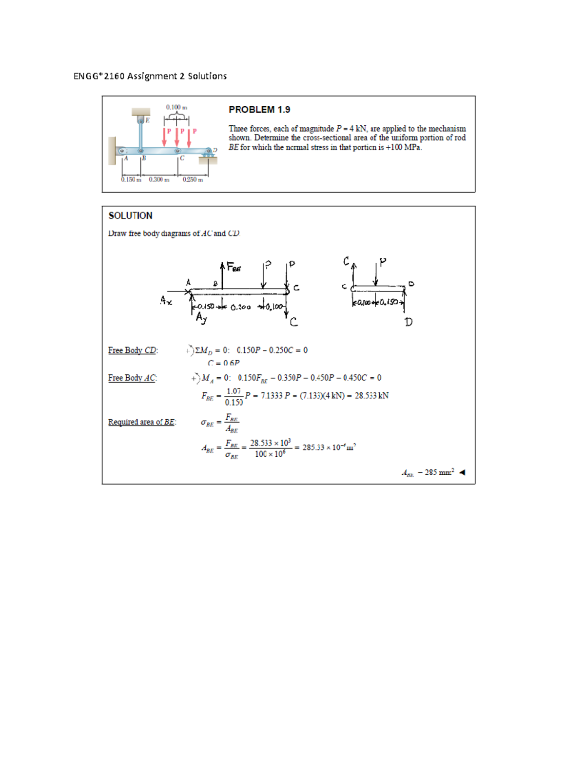 Assignment 2 Solutions: Mechanics of Materials Analysis - Studocu