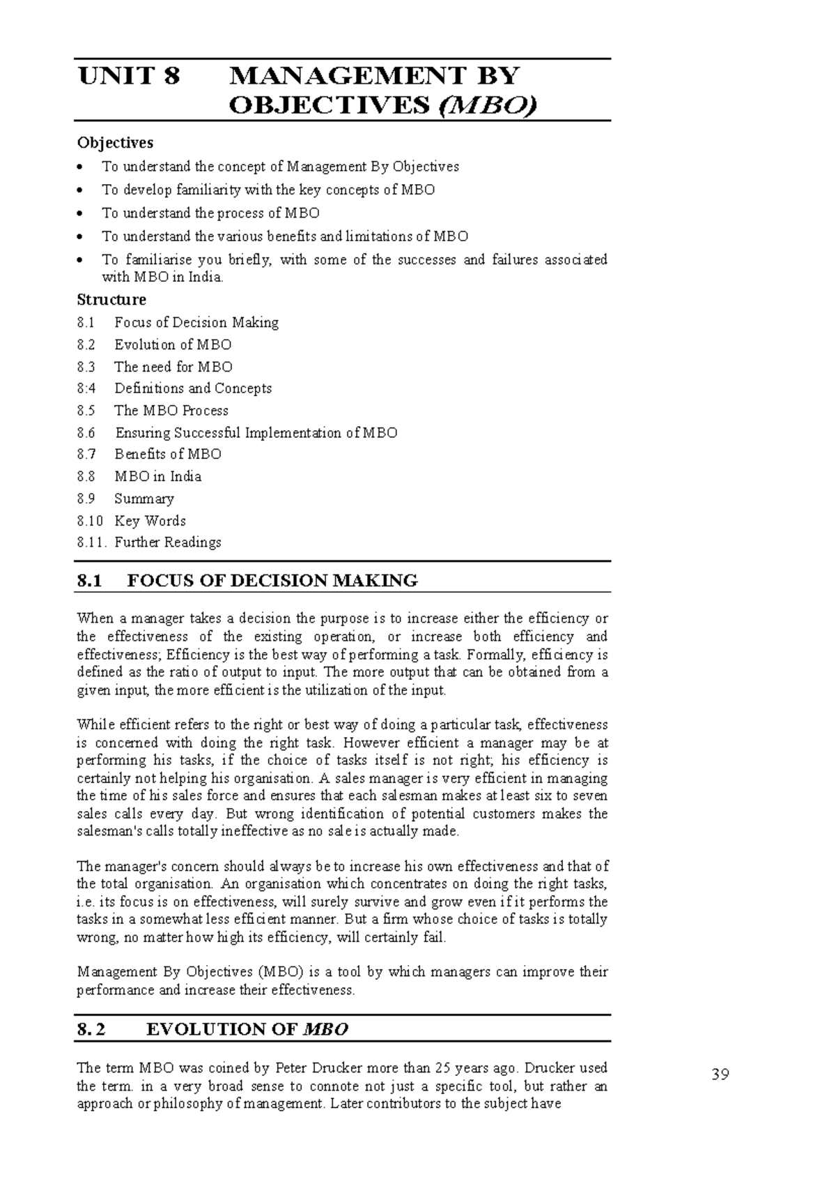 MBO Management Principles: Key Objectives & Assignments Guide - Studocu