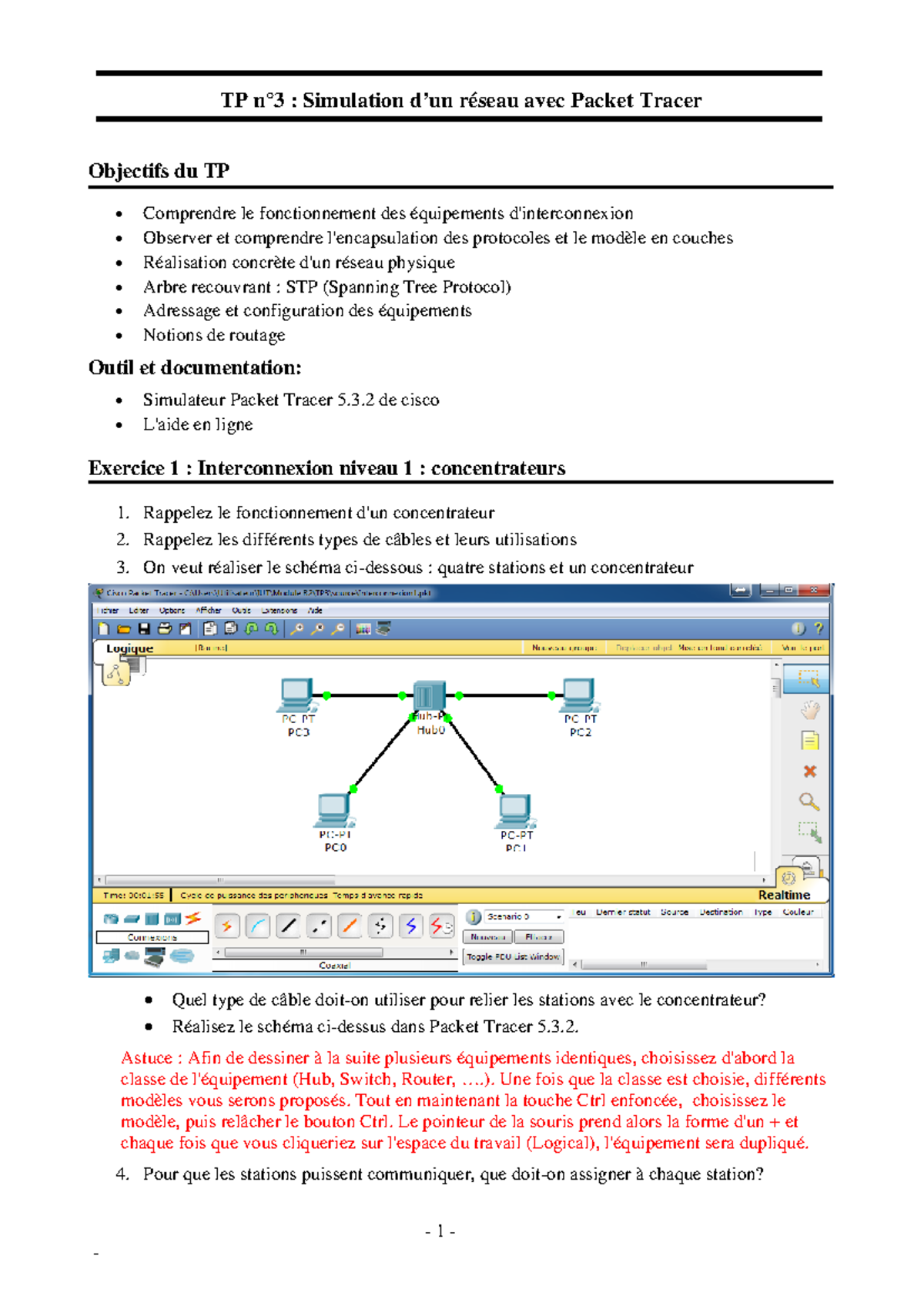 TP3 - Simulation Réseau avec Packet Tracer: Guide Pratique et Exercices ...