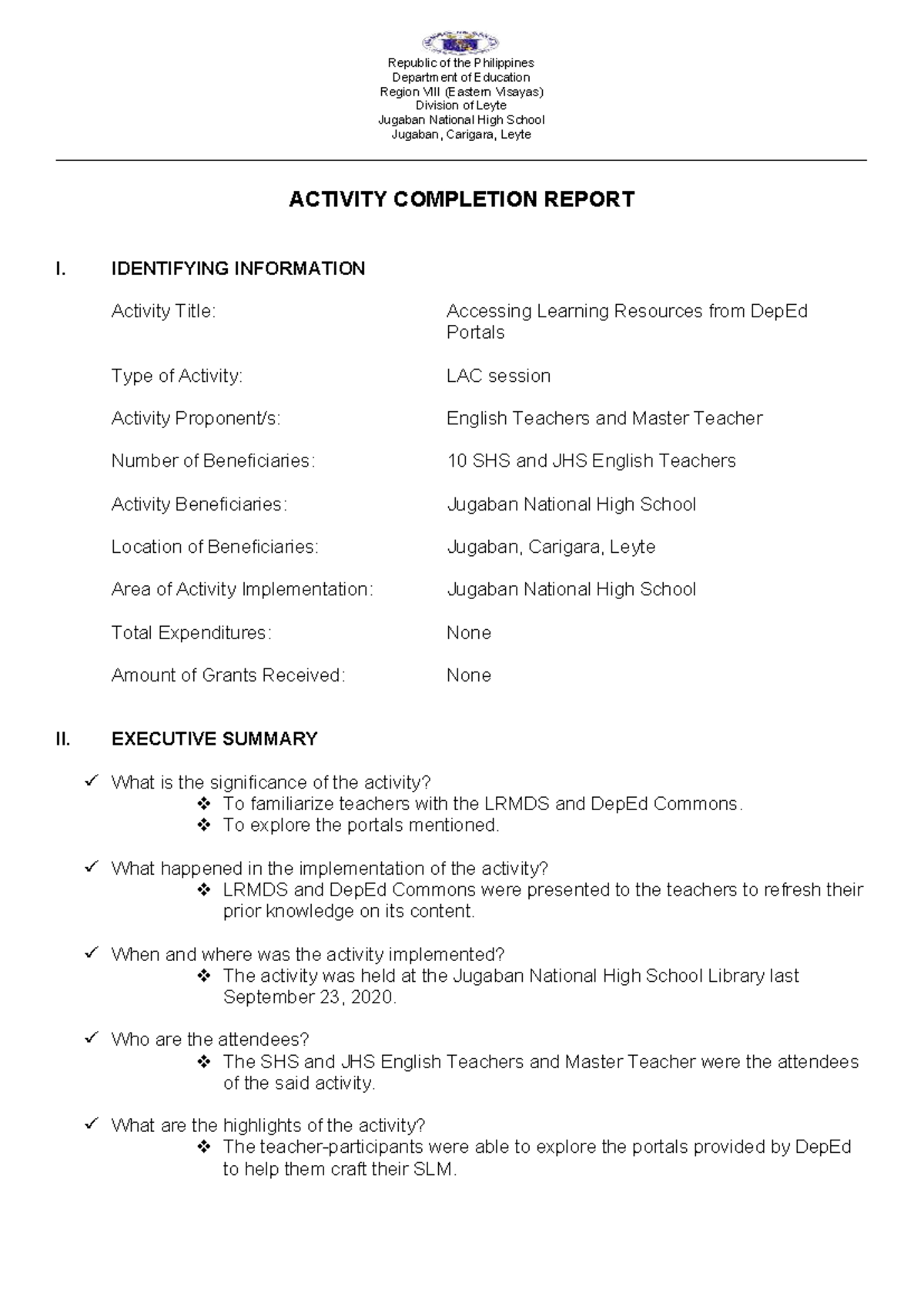 LAC Session Report: Accessing DepEd Learning Resources (508069854 ...