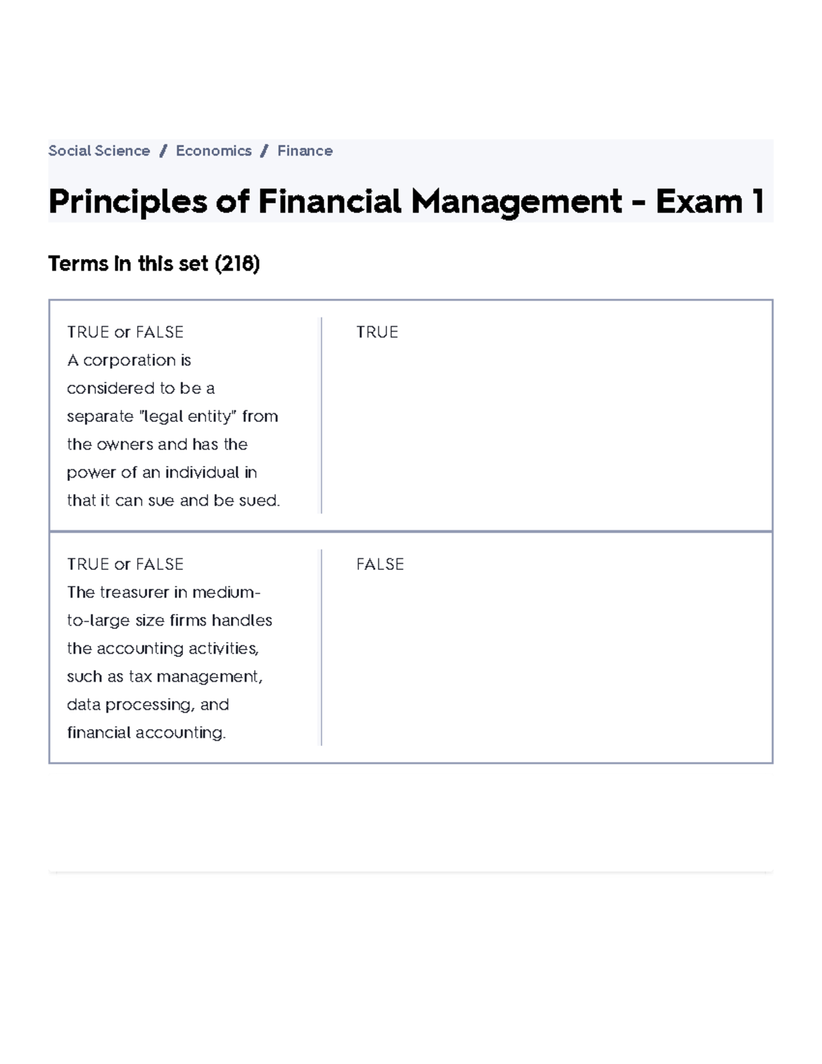 Principles of Financial Management - Exam 1 Flashcards Review - Studocu