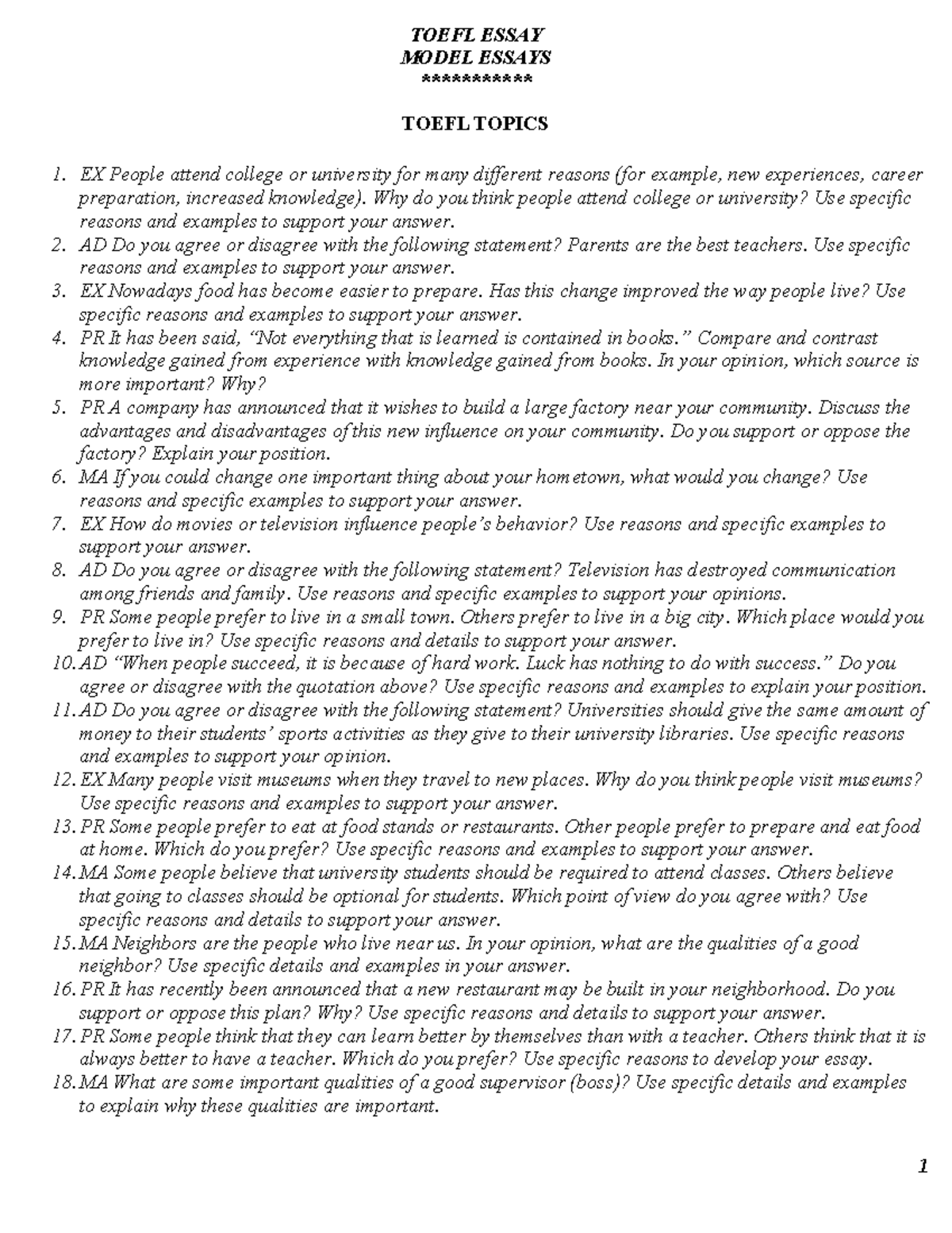 75- Toefl- Essays - aerhejs - TOEFL ESSAY MODEL ESSAYS ...