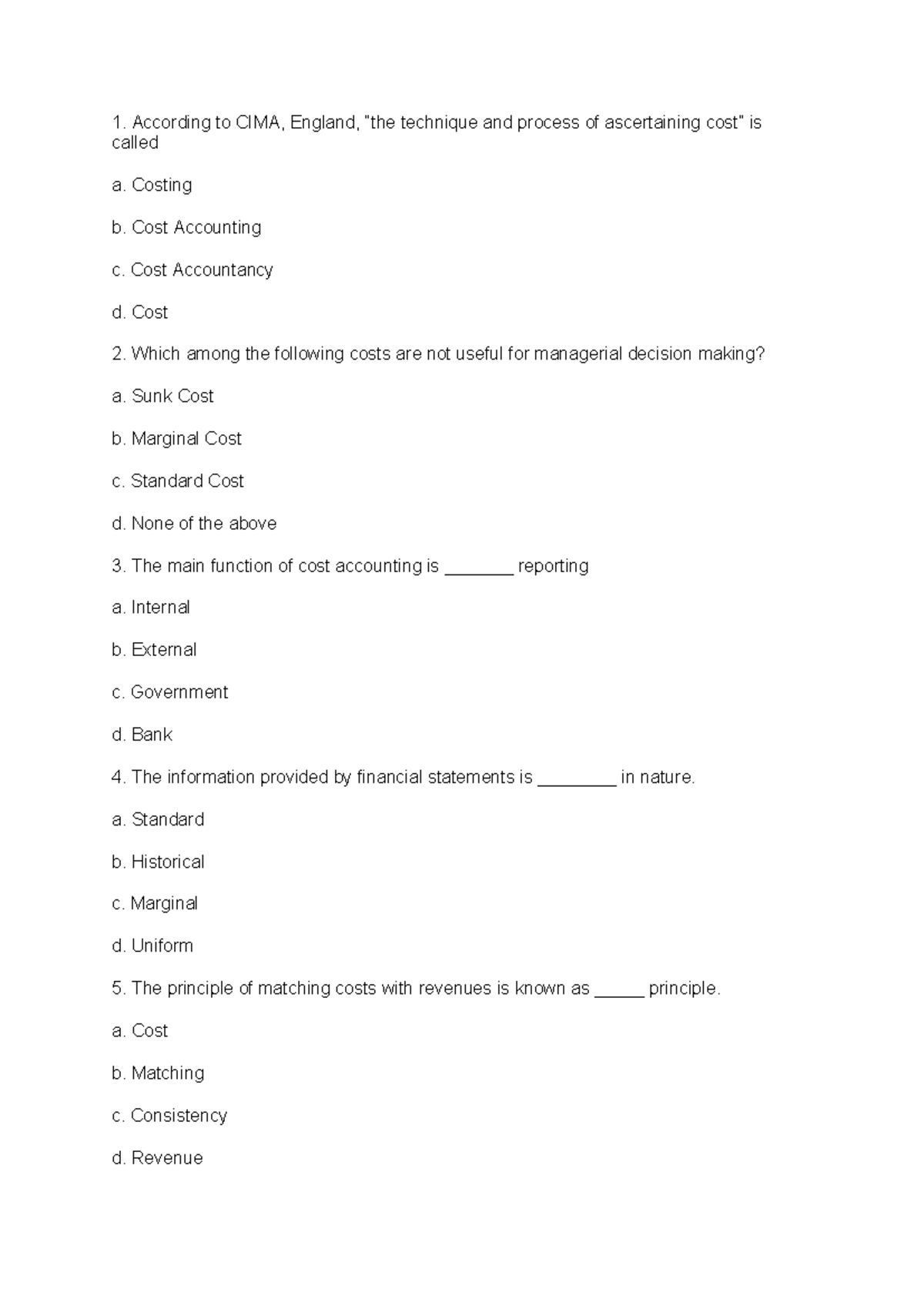 Costing Notes for Management Accounting (Course Code: CIMA) - Studocu