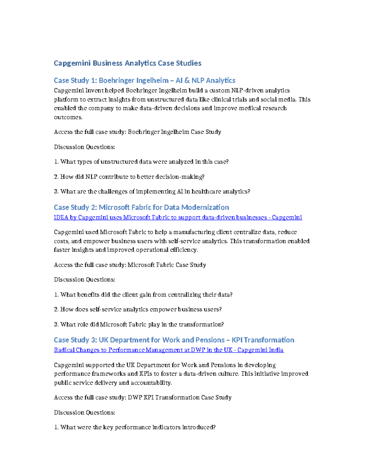 Capgemini Business Analytics Case Studies: Insights & Transformations ...