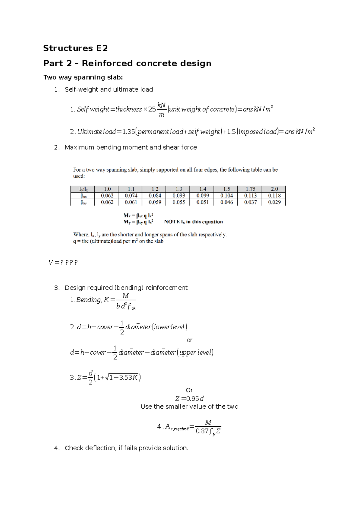 Structures E2 - Summary on Reinforced Concrete Design Principles - Studocu