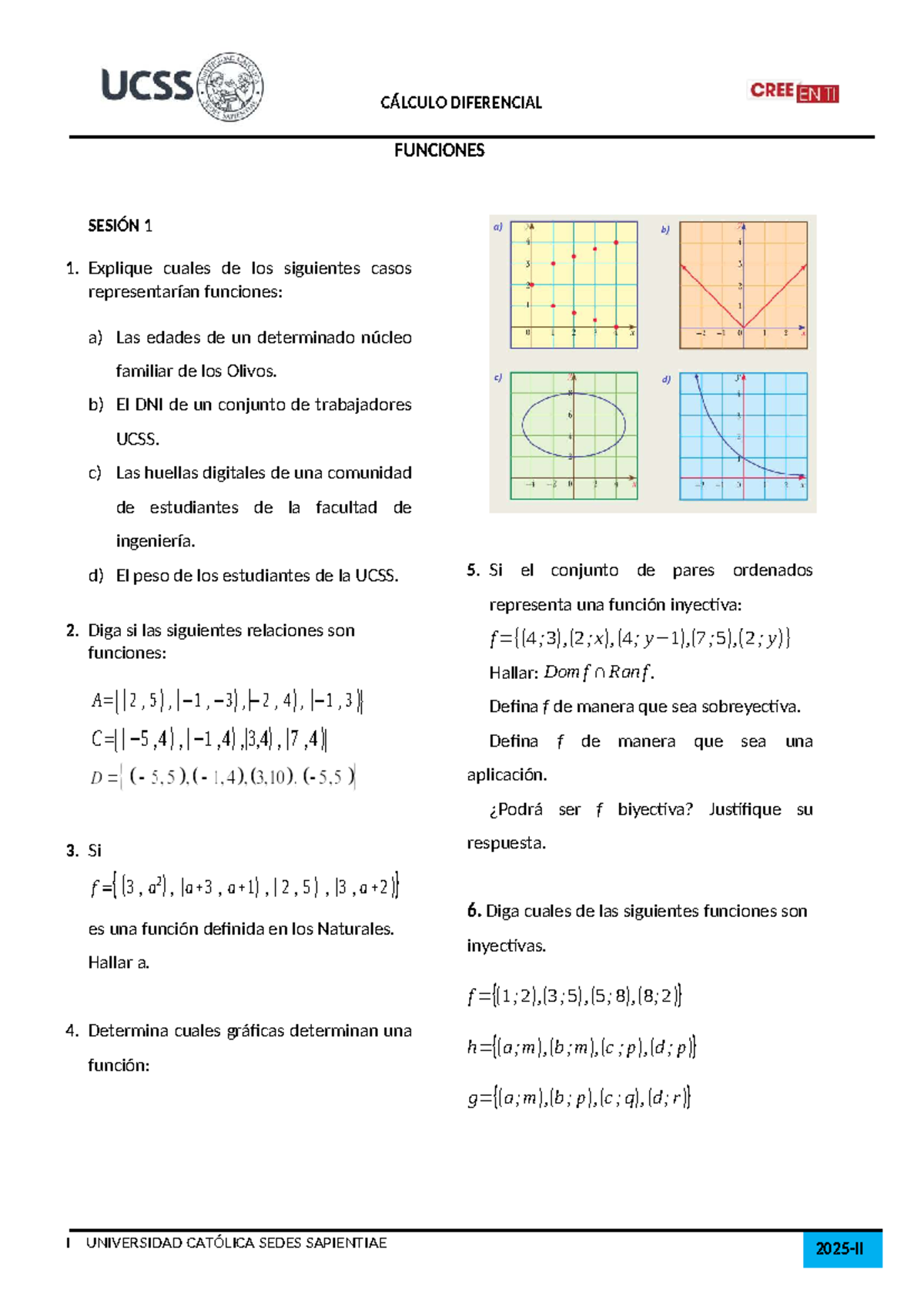 CÁLCULO DIFERENCIAL - FUNCIONES SESIÓN 1 - UCSS - Document Preview