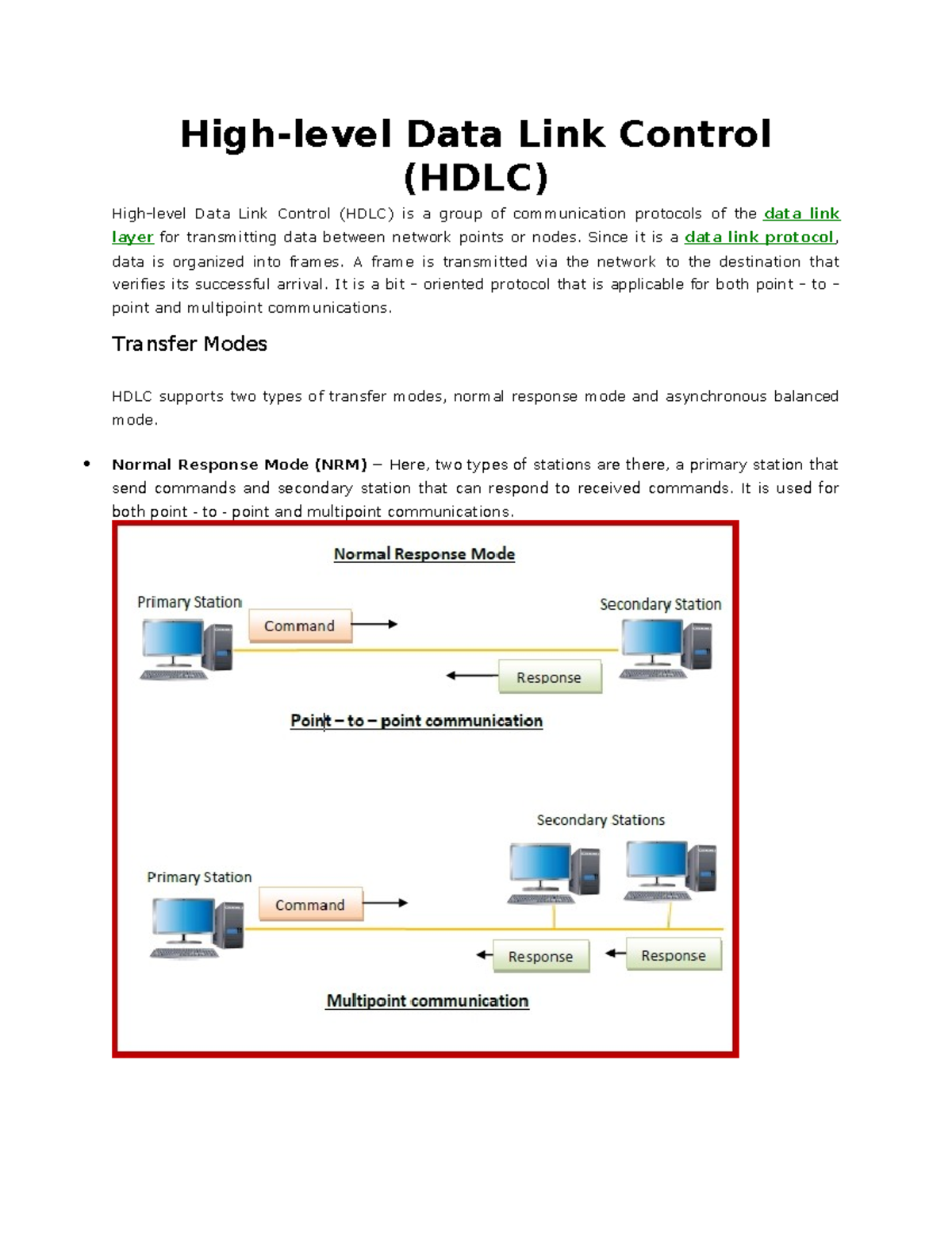HDLC Data Link Control Overview for BSc Students - Studocu