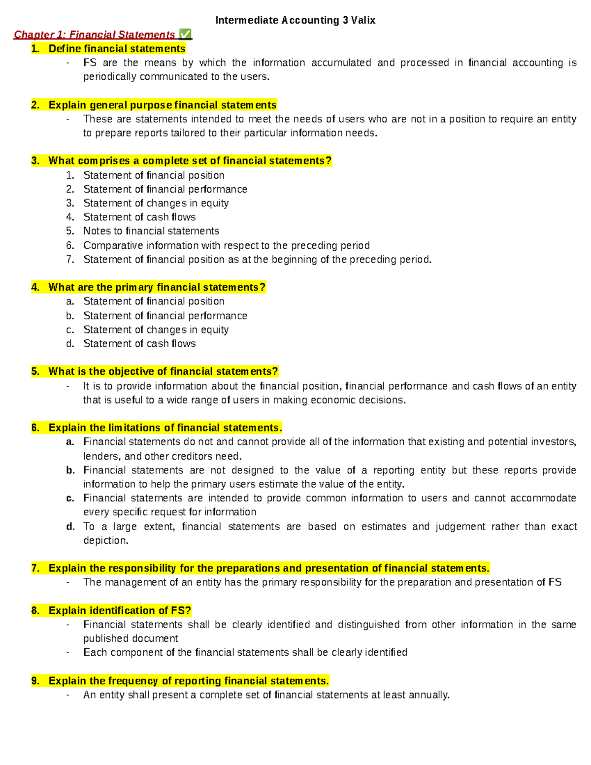 Ch1. IA3 - Financial Statements Overview and Key Concepts - Studocu