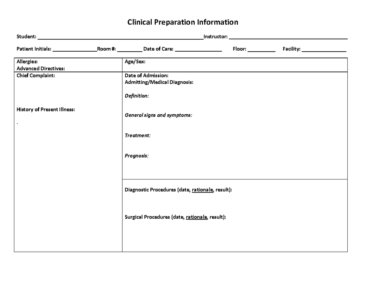 NUR 105 Clinical Prep Tool & Concept Map Rubric Guide - Studocu