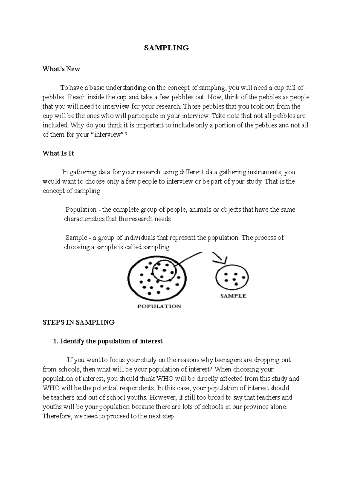 Sampling - lecture - SAMPLING What’s New To have a basic understanding ...