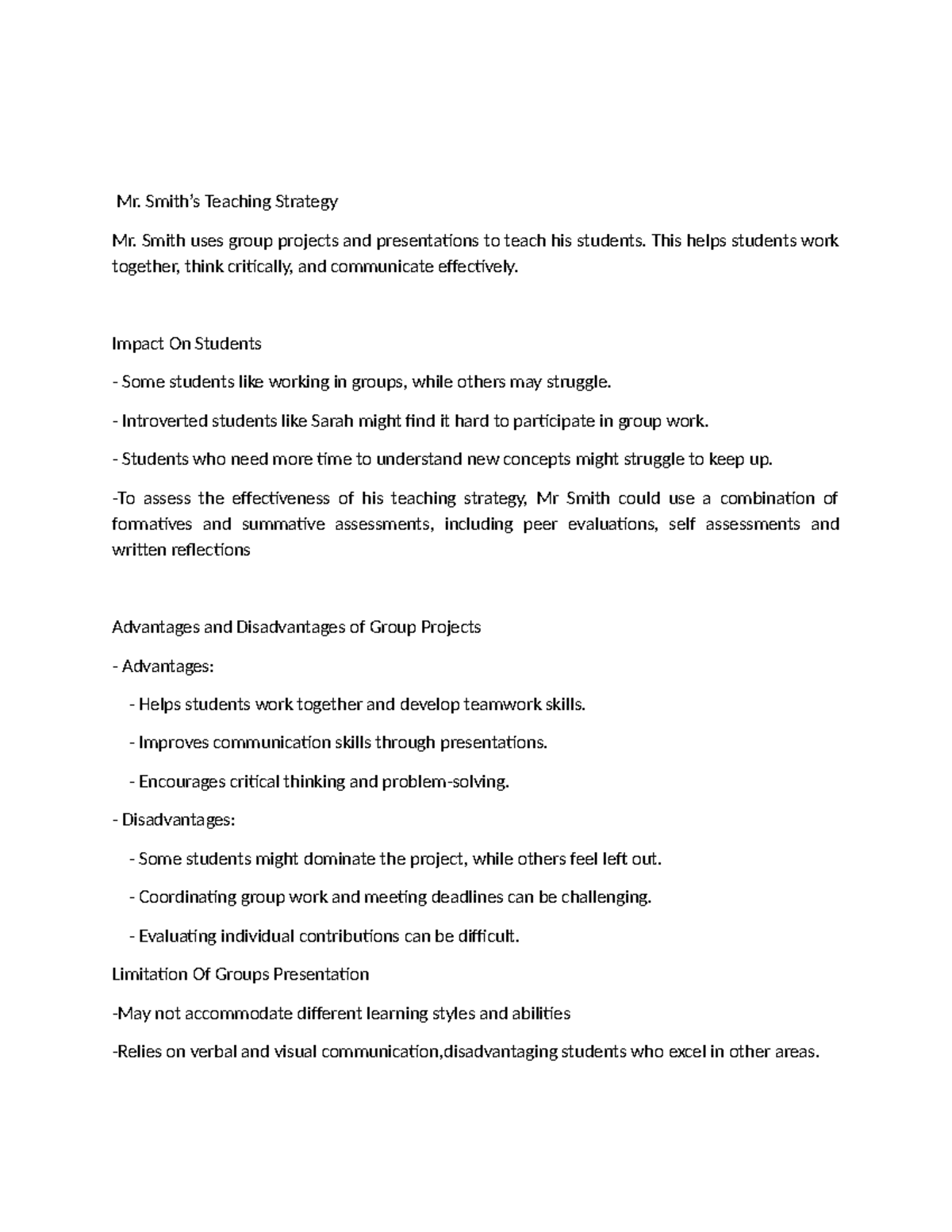 Teaching Strategy Analysis: Group Projects & Their Impact on Students ...