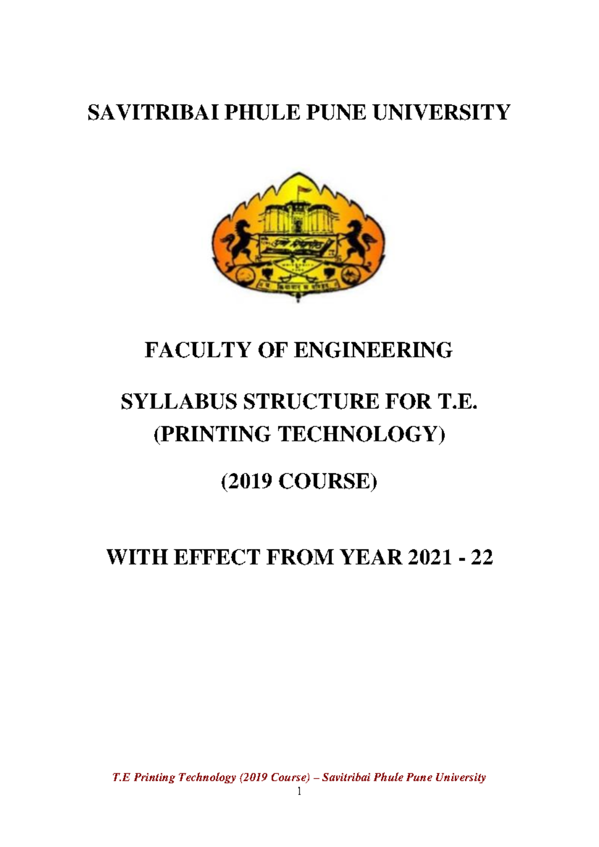 T.E. Printing Technology (2019 Course) Syllabus Structure & Guidelines ...