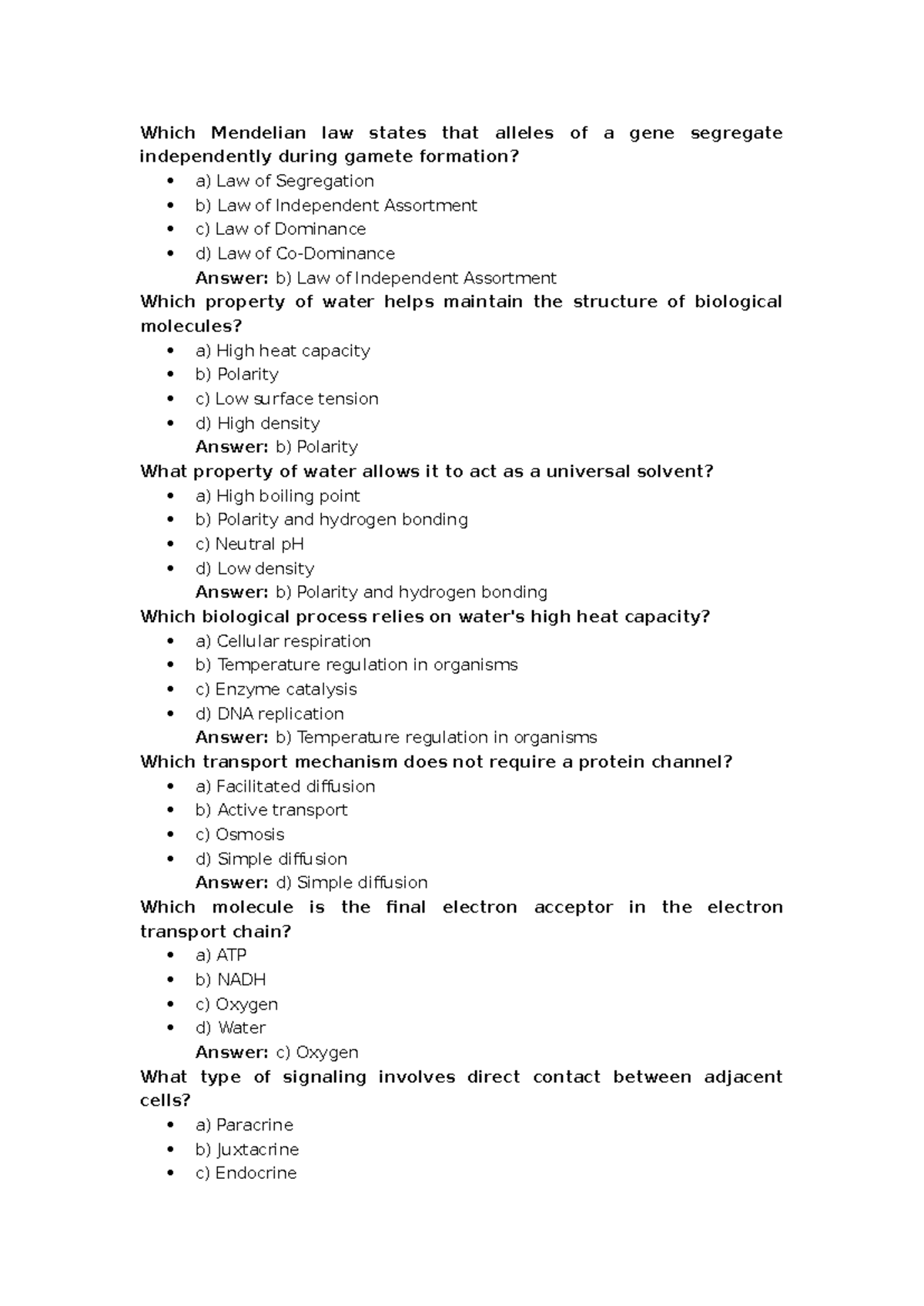MCQ practice questions for biology concepts and principles - Studocu