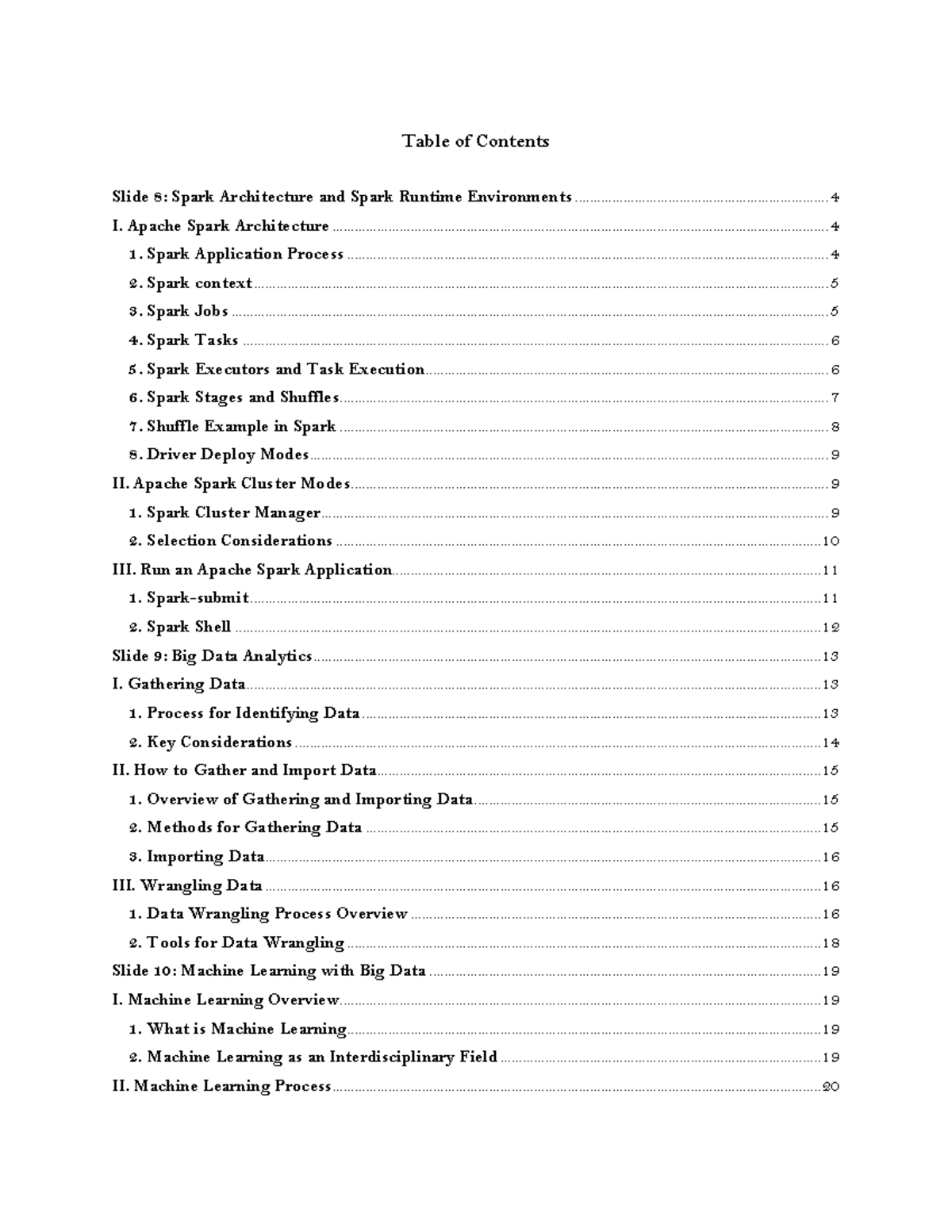 Big Data Final Notes: Spark Architecture & Machine Learning Overview ...