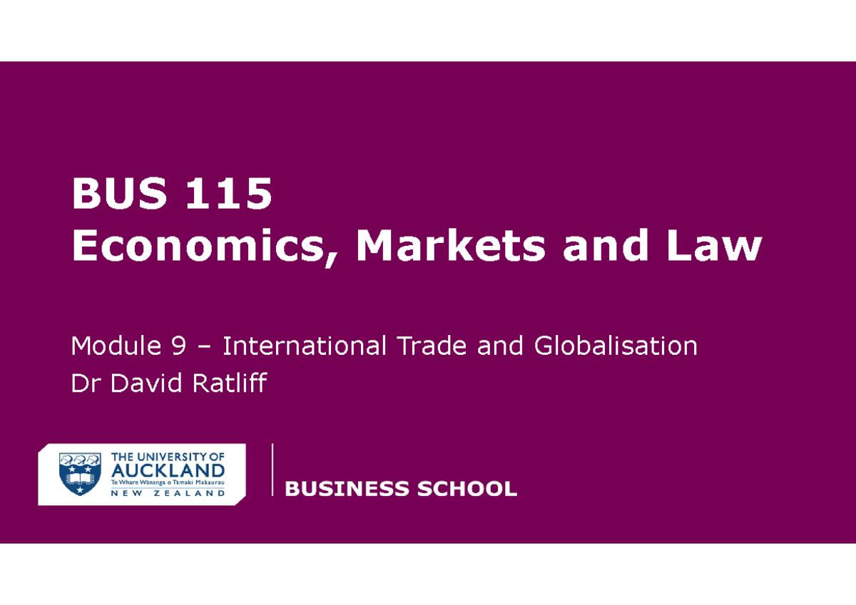 BUS 115 Economics: Module 9 - International Trade & Globalisation ...