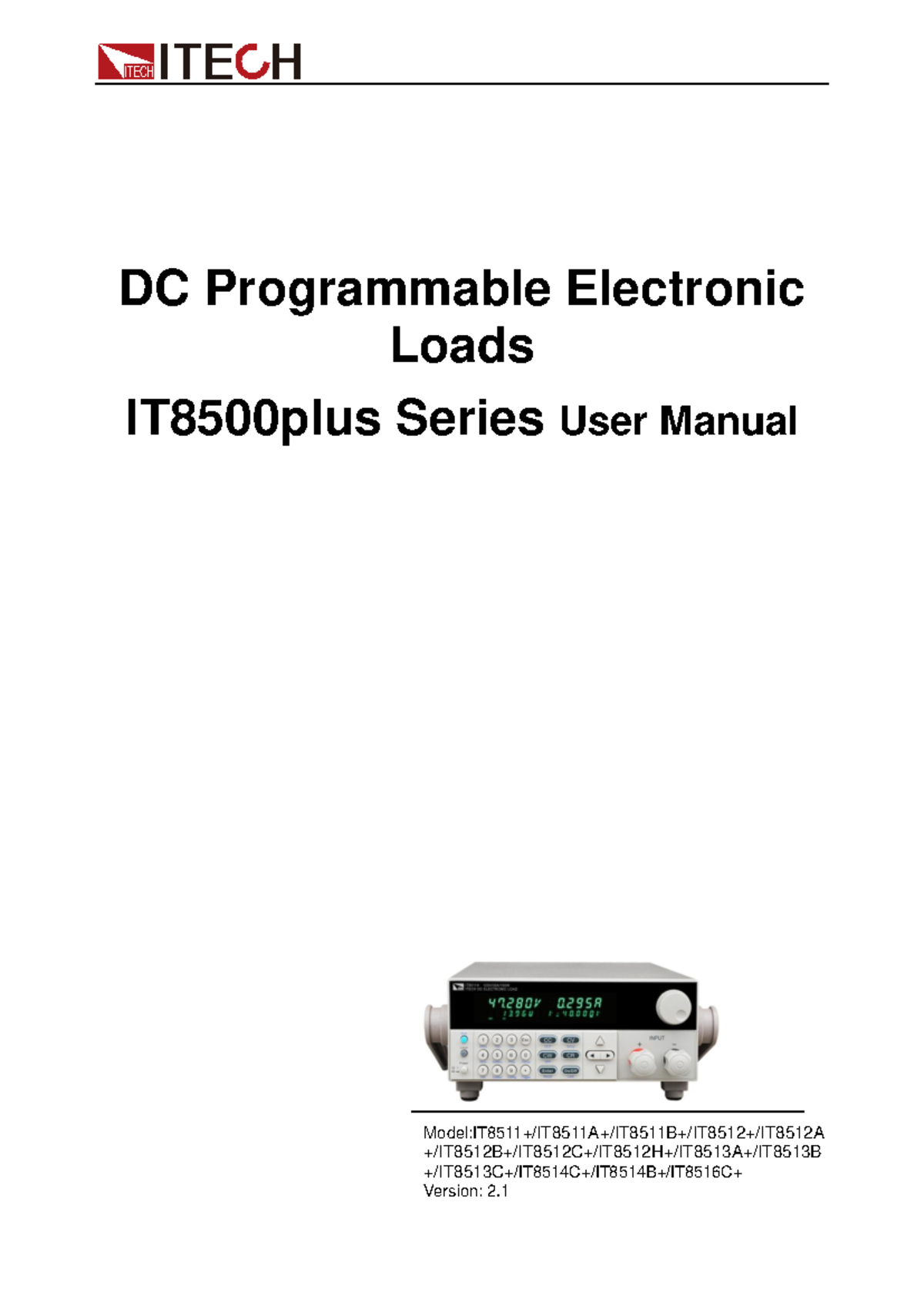 IT8500plus Series Electronic Load User Manual - Version 2.1 - Studocu