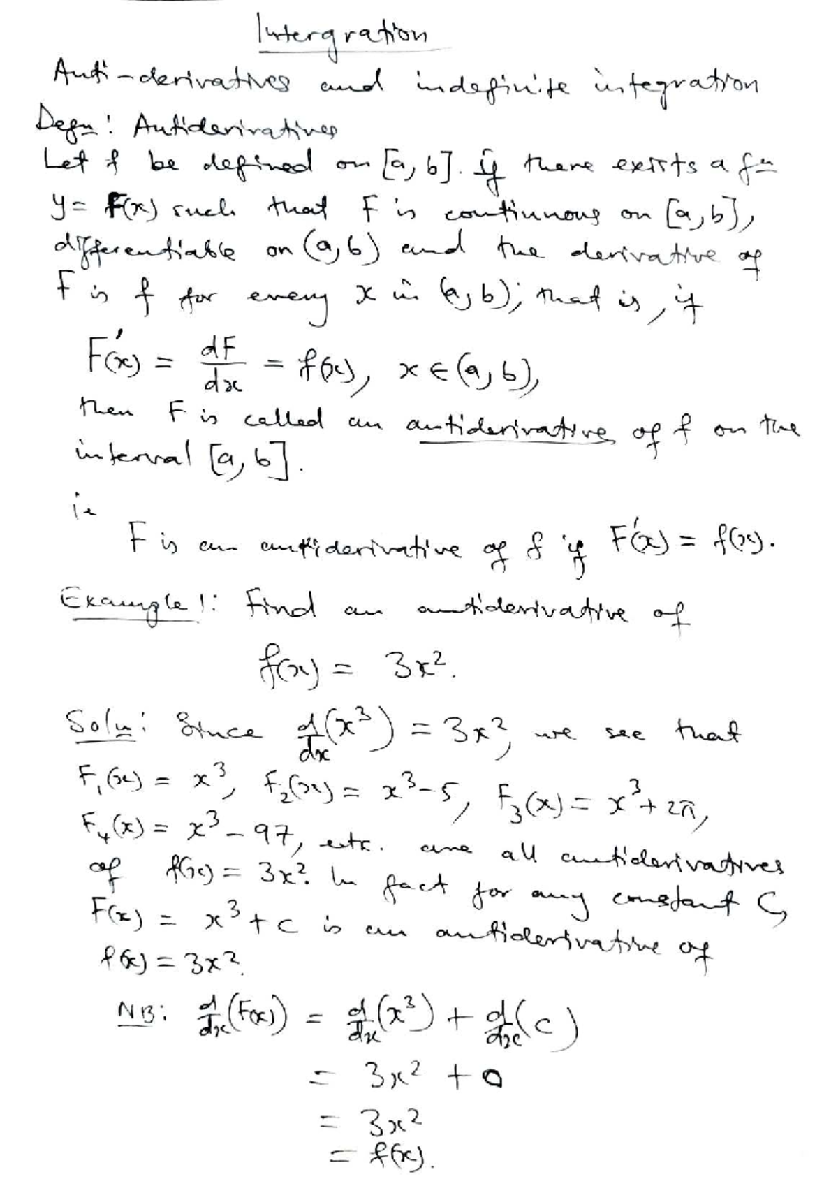MAT 122 Notes: Integration and Antiderivatives Explained - Studocu