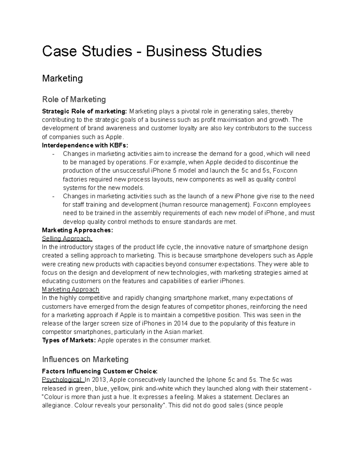Business Studies Case Study: The Strategic Role of Marketing in Apple ...