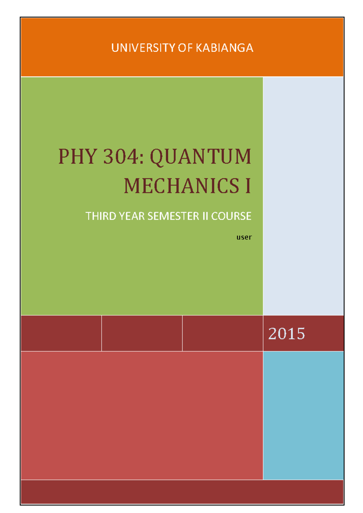 PHY 304 Quantum Mechanics I Lecture Notes - Key Concepts & Overview ...