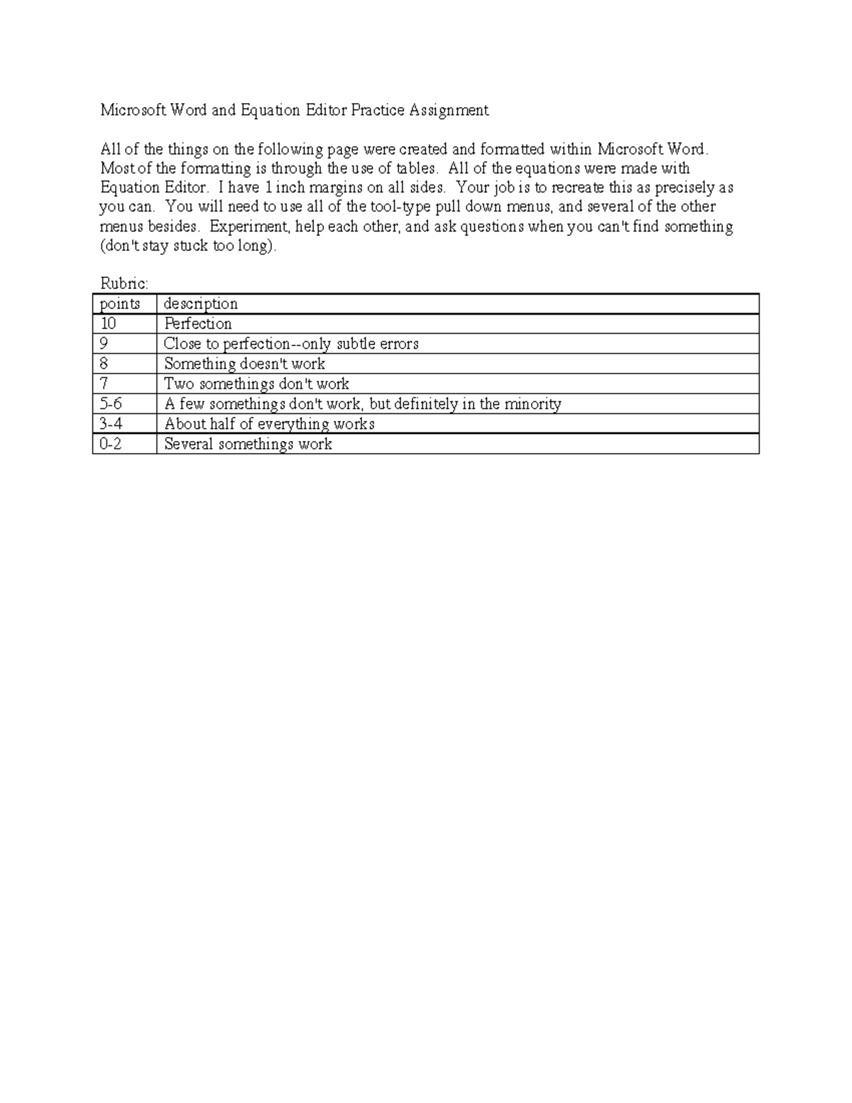 Word Prac - very important - Microsoft Word and Equation Editor ...