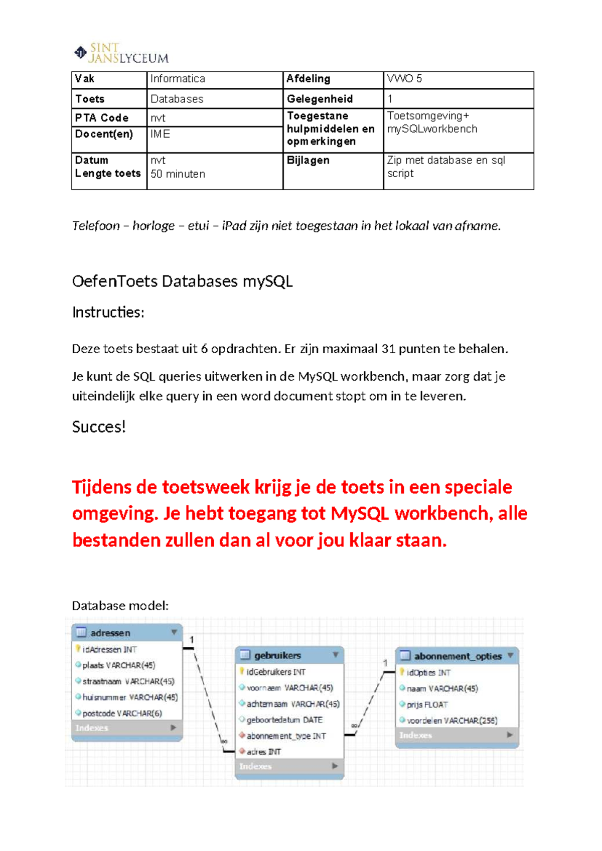 SQL Oefentoets V5 2425 - Uitwerkingen en Instructies Databases ...