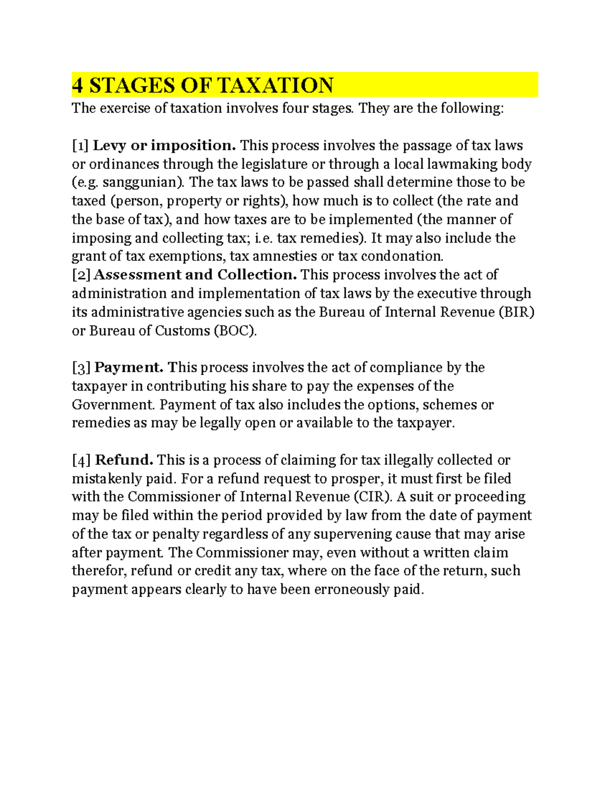 4 Stages of Taxation: Understanding Levy, Assessment, Payment & Refund ...