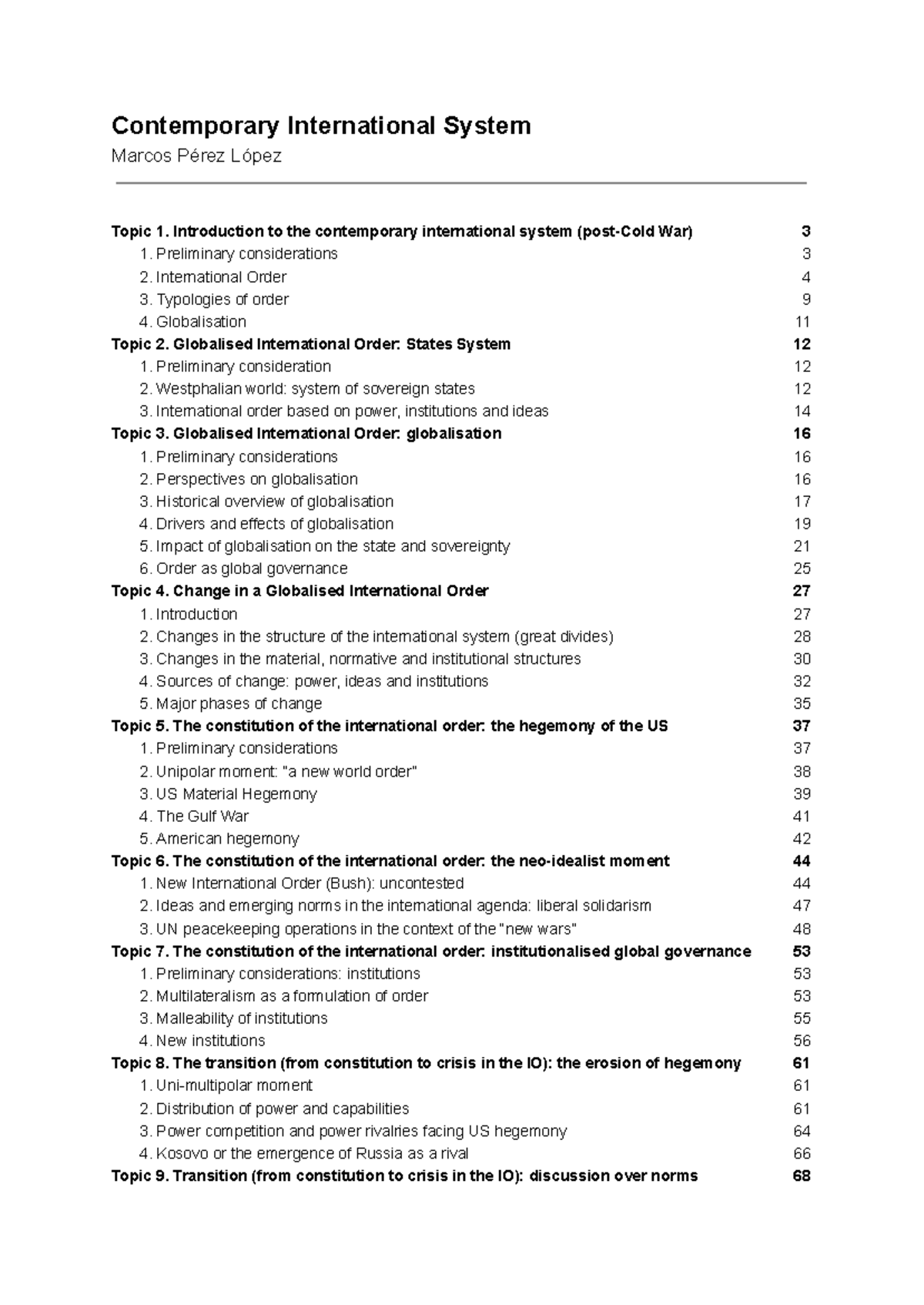 Contemporary International System: Analysis of Global Orders & Theories ...