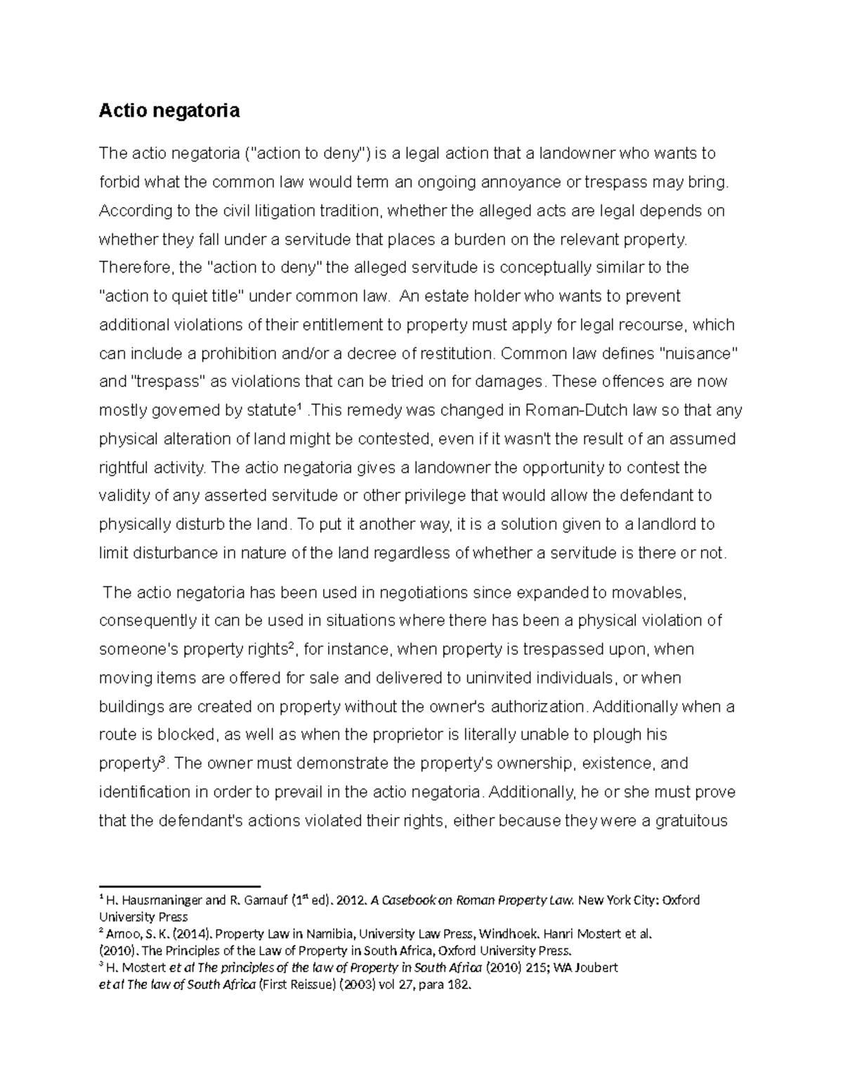 Actio Negatoria: Understanding the Action to Deny Property Disturbances ...