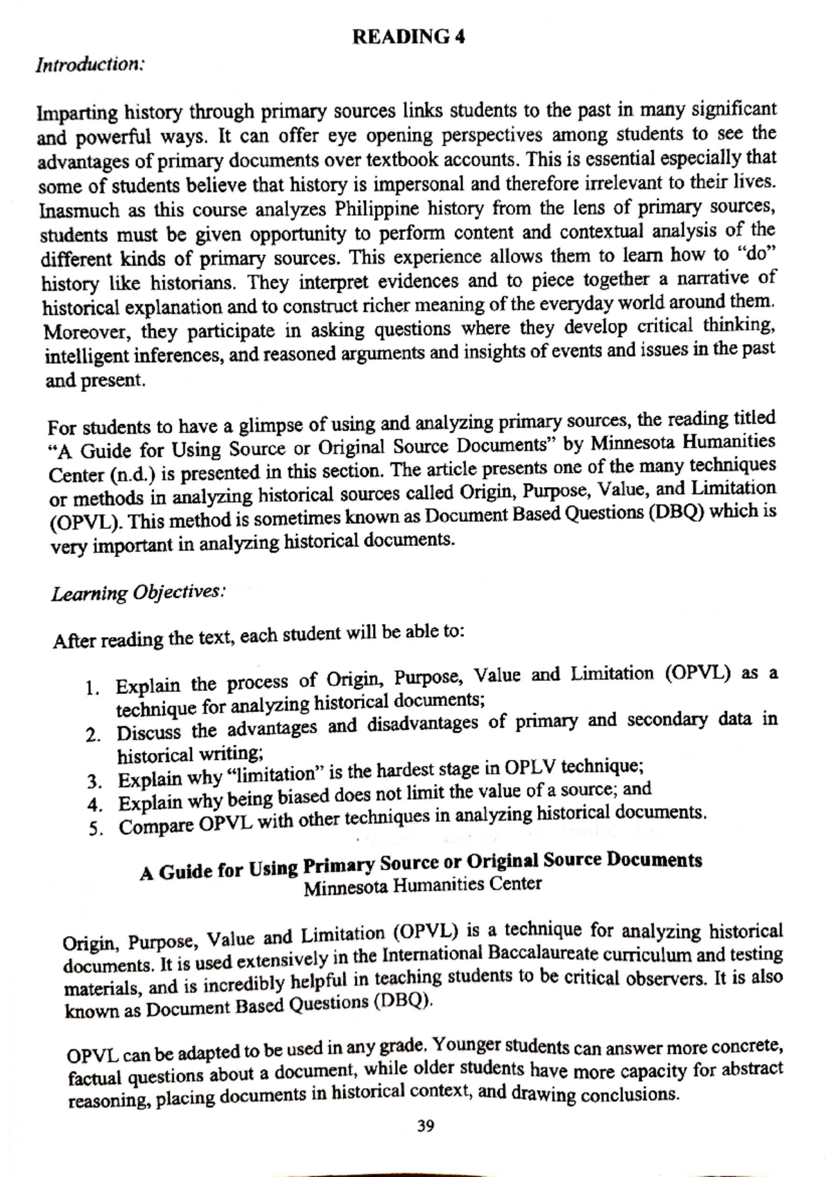 OPVL Analysis and Evaluation Notes for Historical Sources - Studocu