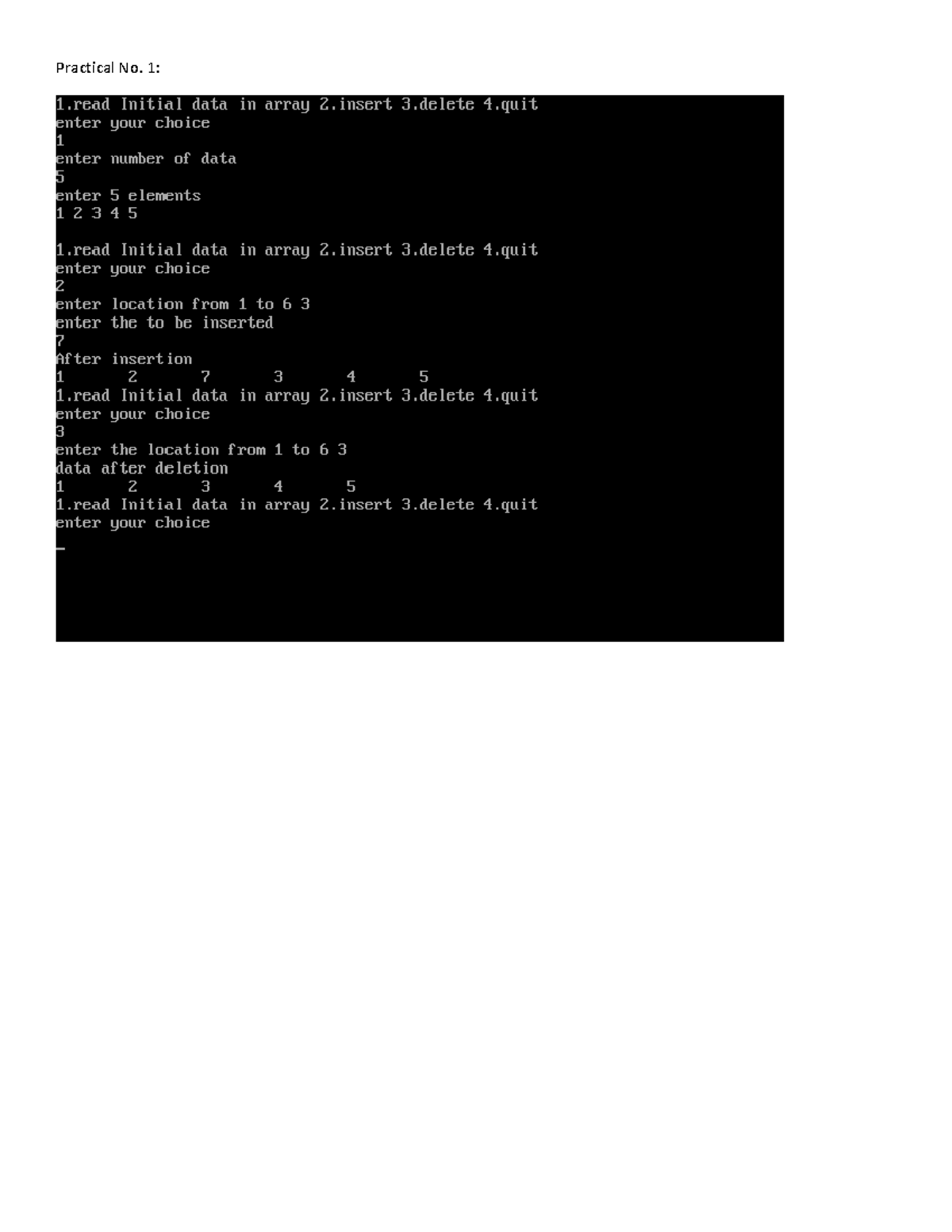 Practical No 1 - Java Programming - 1: 1 Initial data in array 2 ...