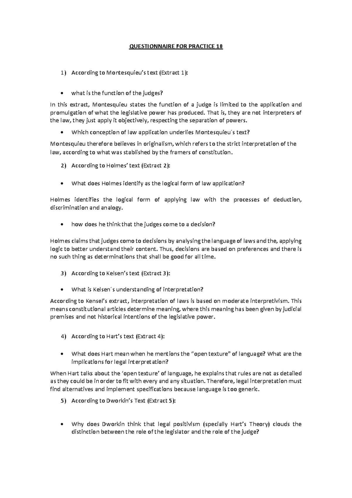 Practice 10 - Legal Interpretation & Judges' Roles Questionnaire - Studocu