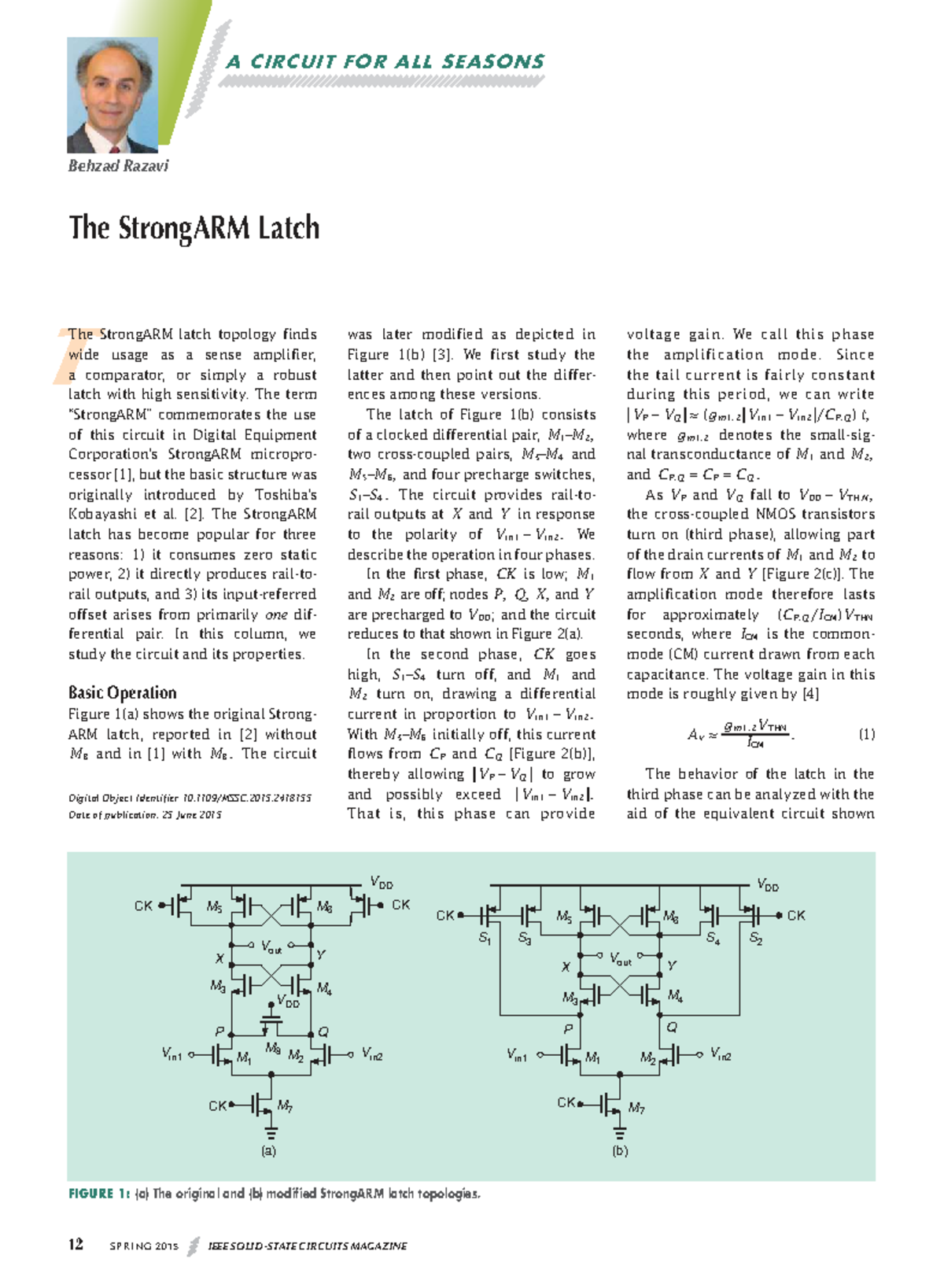 BR Magzine 4 - StrongARM Latch Analysis and Circuit Properties - Studocu
