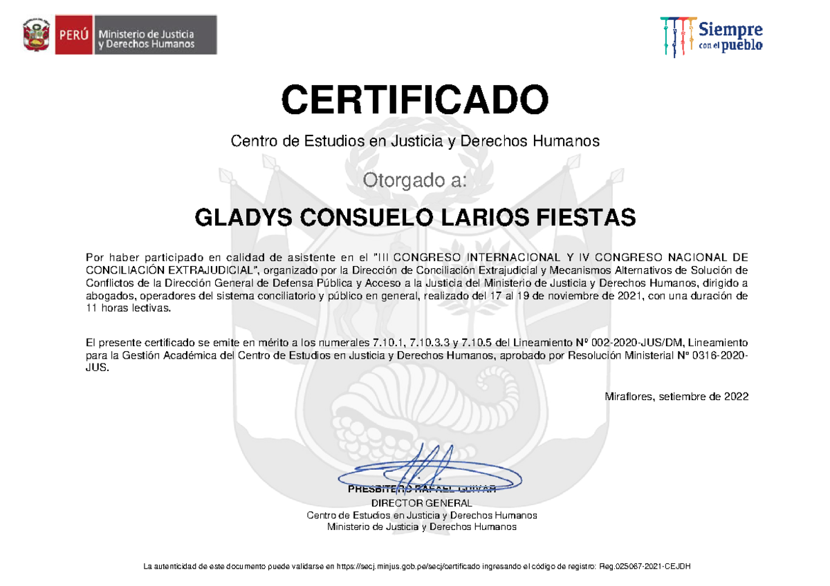 Certificado de Asistencia al III Congreso Internacional y IV Nacional ...