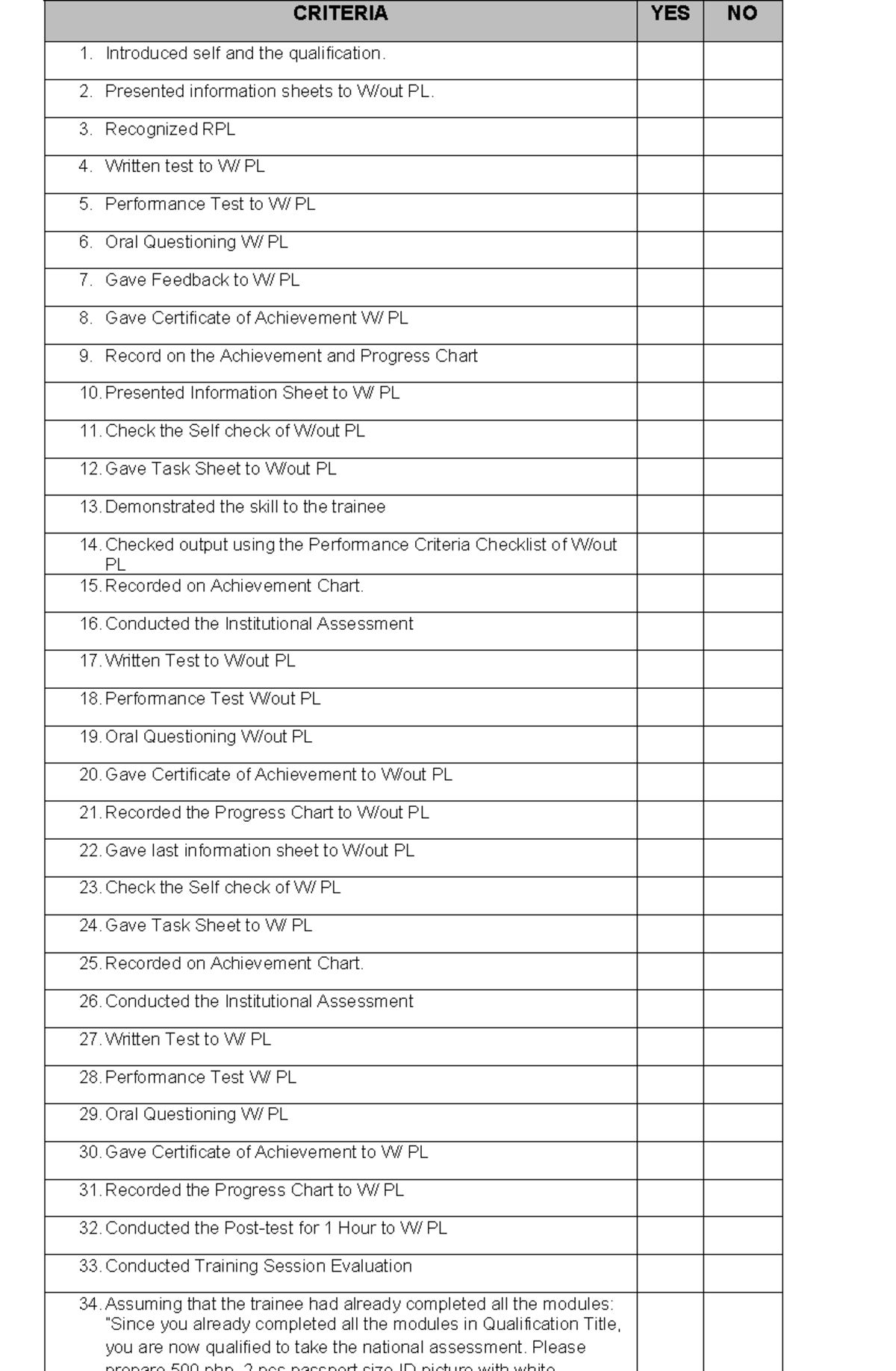 Criteria Notes for PL Assessment and Achievement Tracking - Studocu