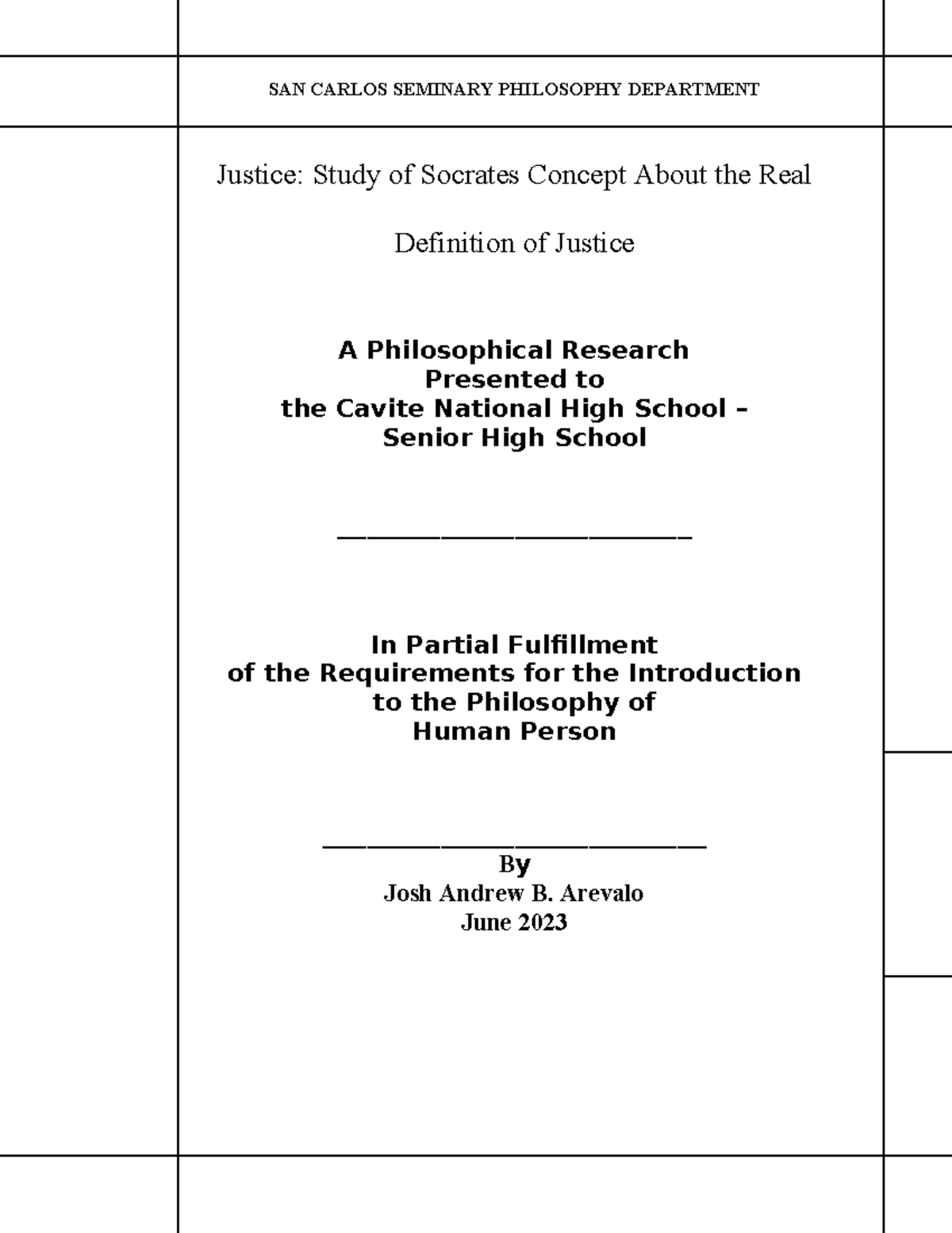 Title - kidh - senior high school STEM 11 - SAN CARLOS SEMINARY ...