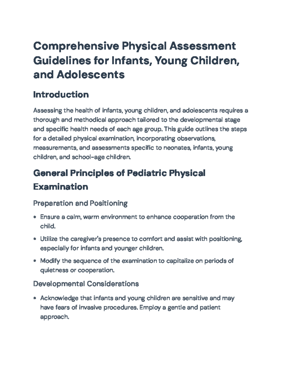 Pediatric Physical Assessment Guide: Infants, Young Children ...
