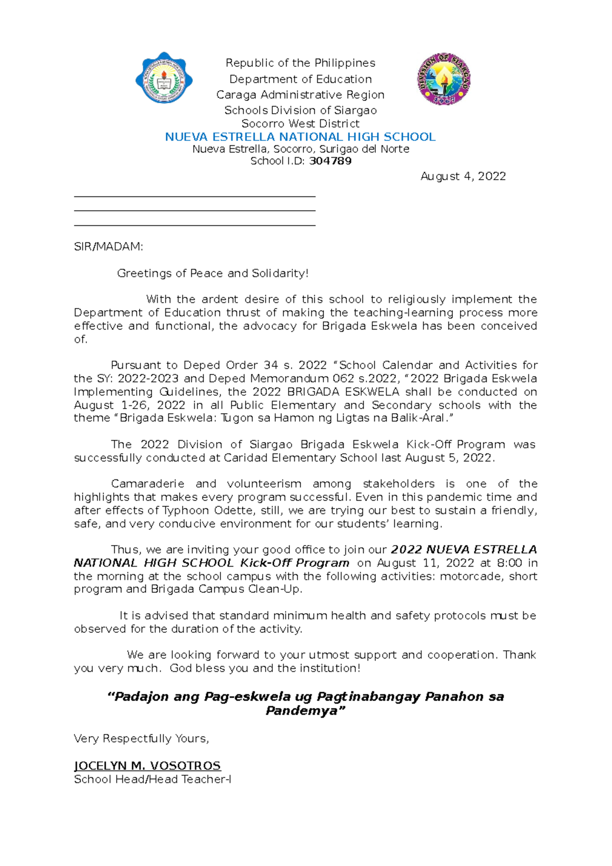 Letter-invitation- Brigada-2022 - Republic of the Philippines ...